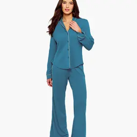 Cosabella Pima Lusso Long Pant PJ Set - Pavona/Pietra
