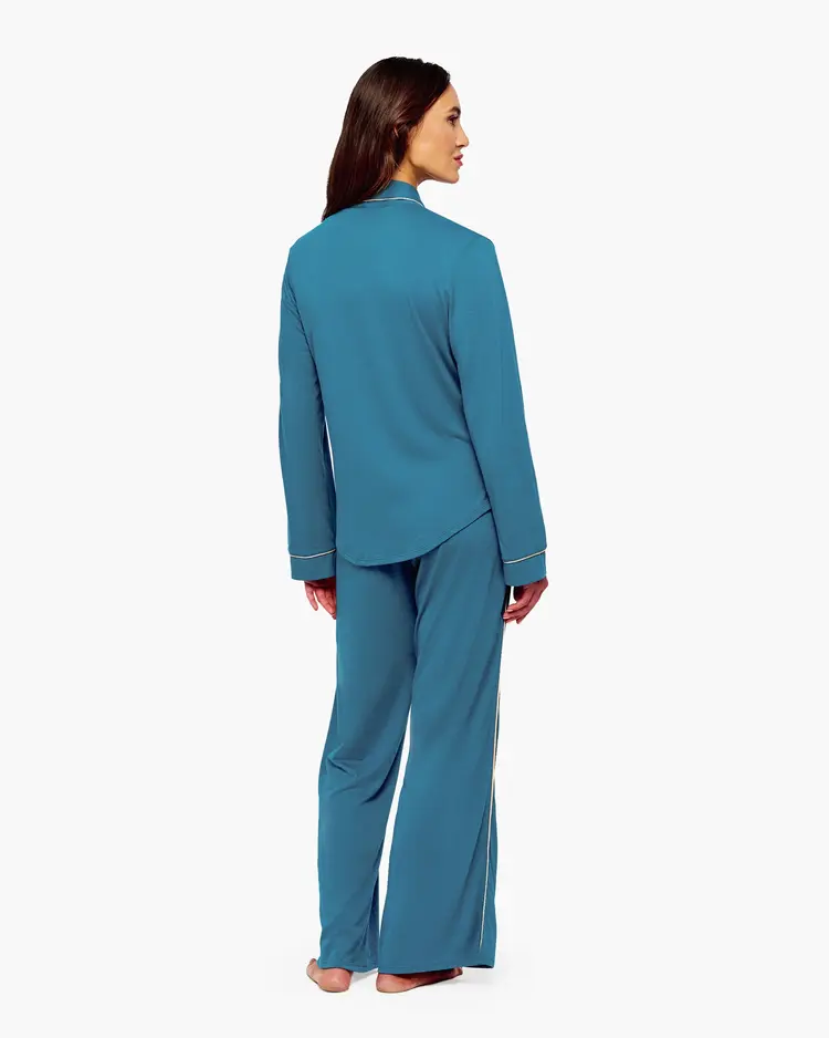 Cosabella Pima Lusso Long Pant PJ Set - Pavona/Pietra