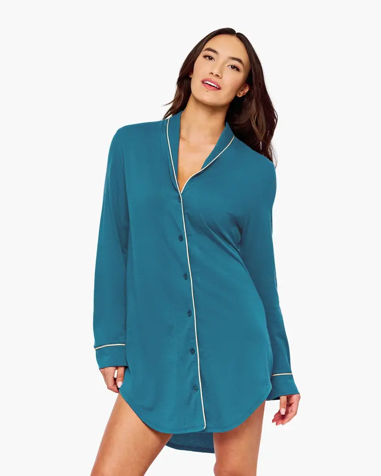 Cosabella Pima Lusso Sleep Shirt - Pavona/Pietra