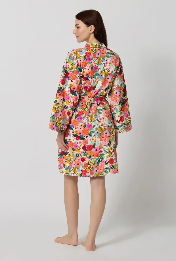 Bed Head Banded Collar Midi Robe - Garden Party