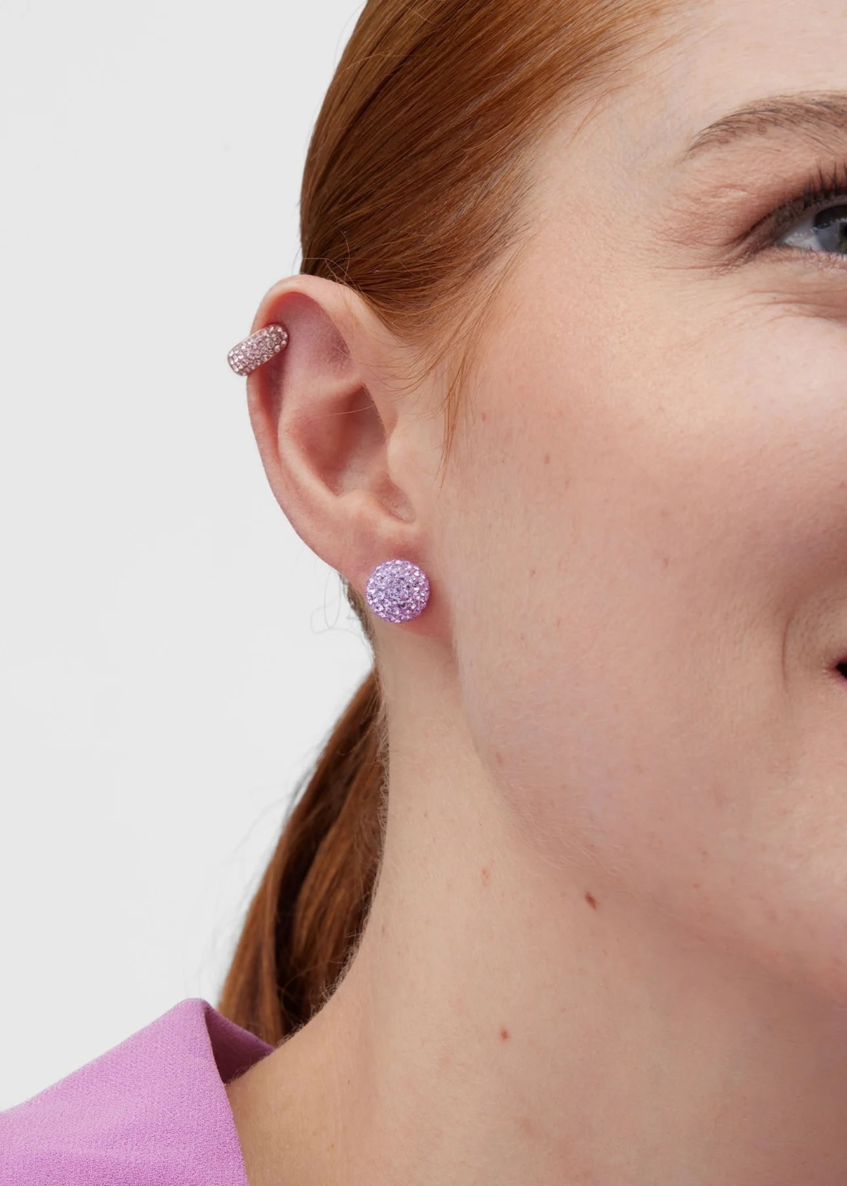 Hillberg & Berk Lavender Velvet Sparkle Ball Earrings