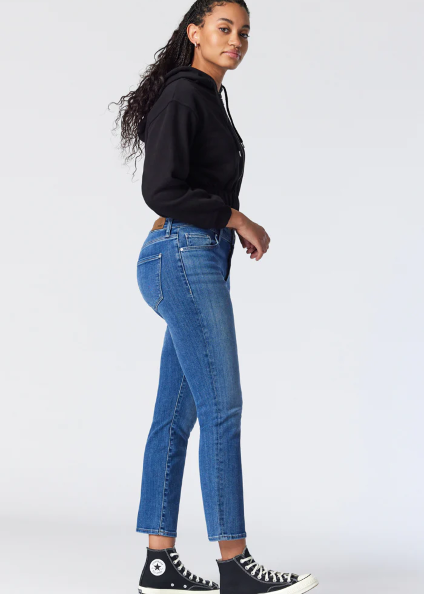 Mavi Viola Cropped Straight Leg Jeans - Mid Used Organic Blue