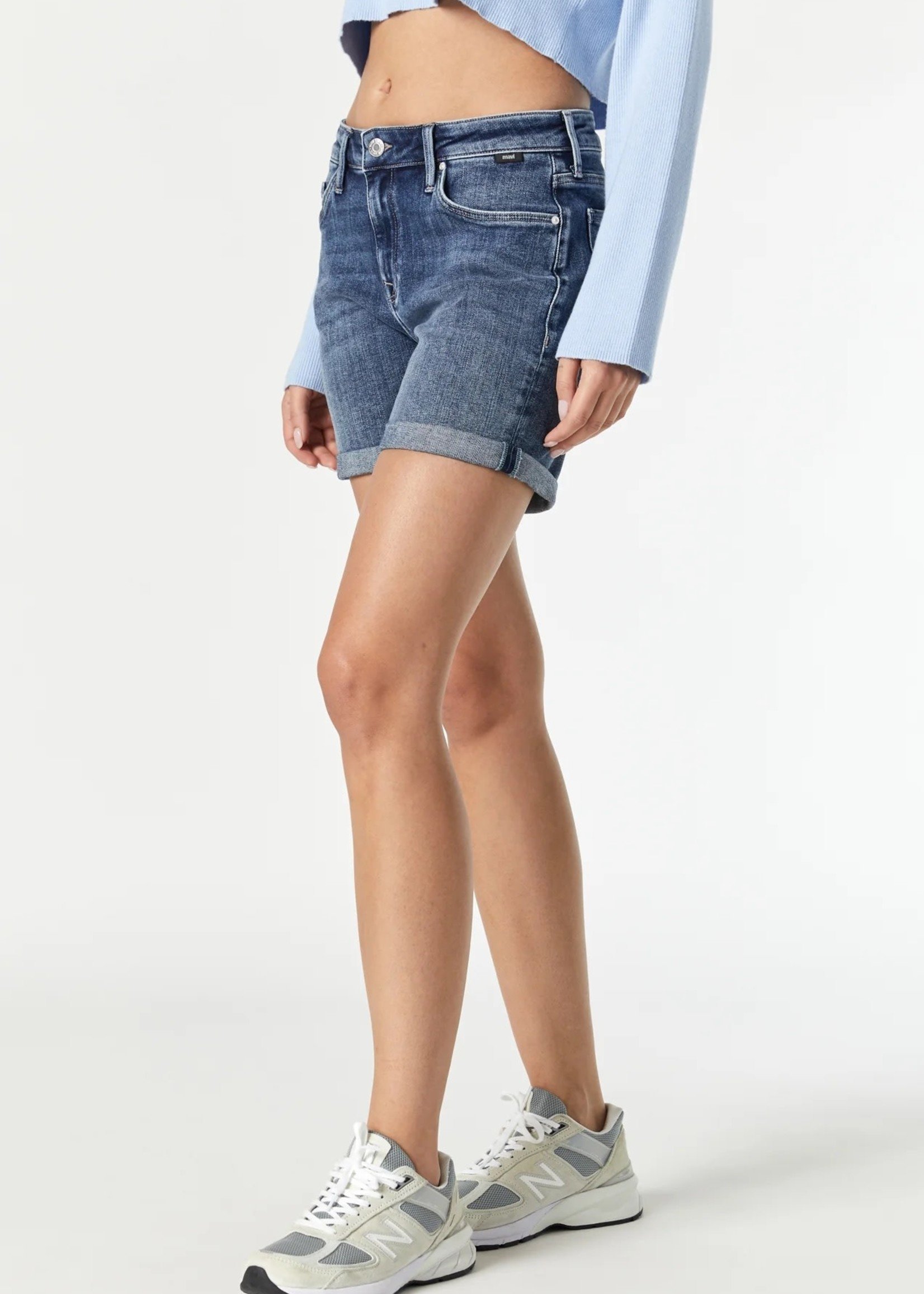 Mavi Pixie Mid-Rise Boyfriend Shorts - Dark Brushed Organic Blue