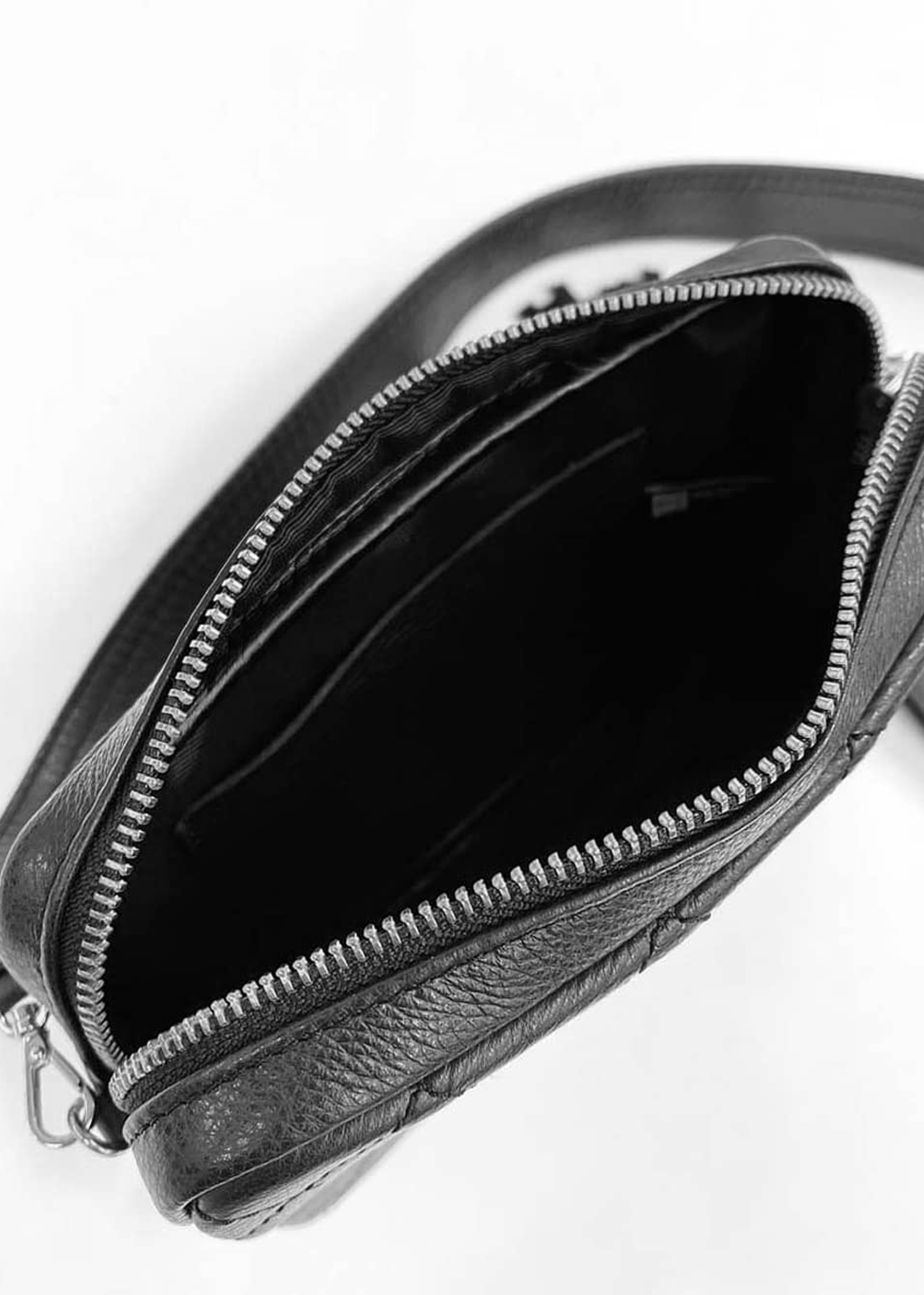 BRAVE Leather Vittoria Pebbled Nappa Leather Bag - Black/Silver