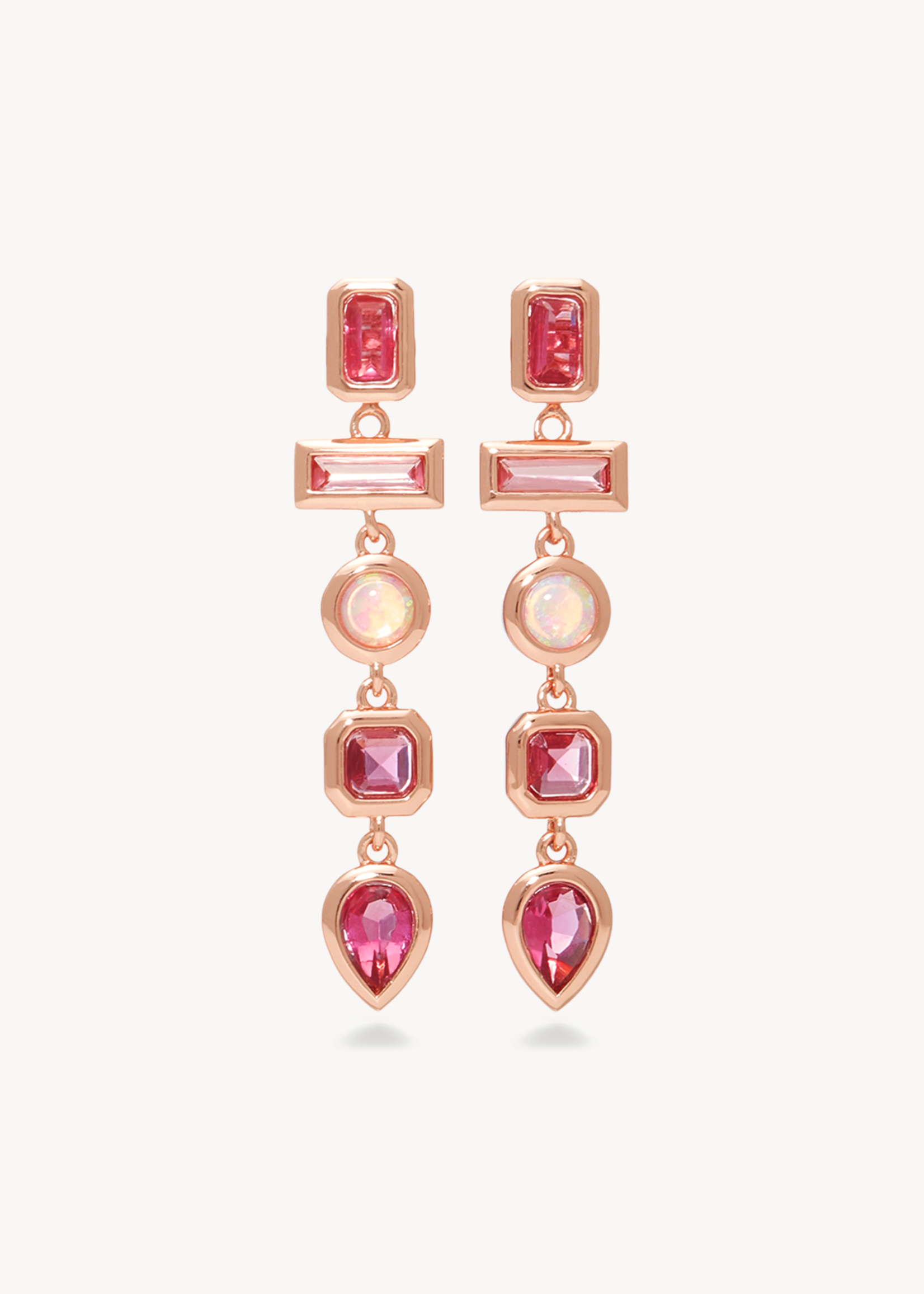 Hillberg & Berk Prismatic Pink  Linear Drop Convertible Earrings