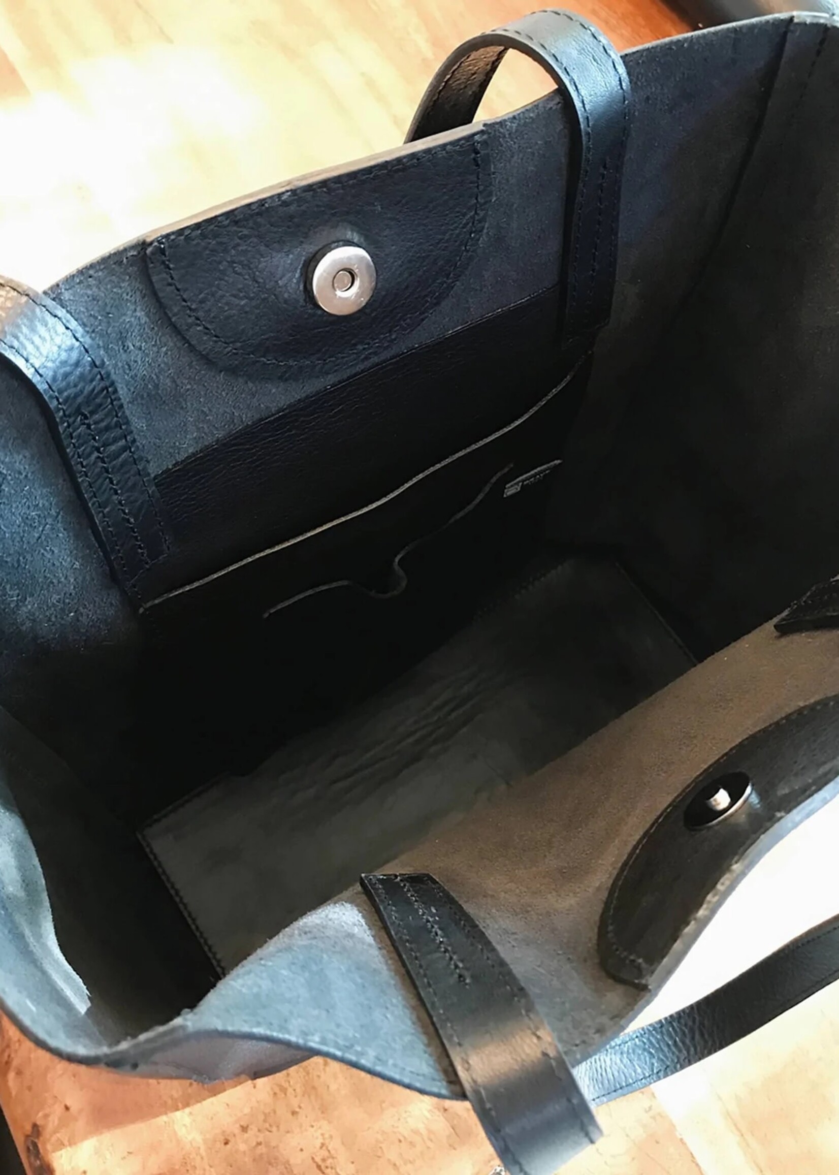 BRAVE Leather Giovana Black Vachetta Leather Tote