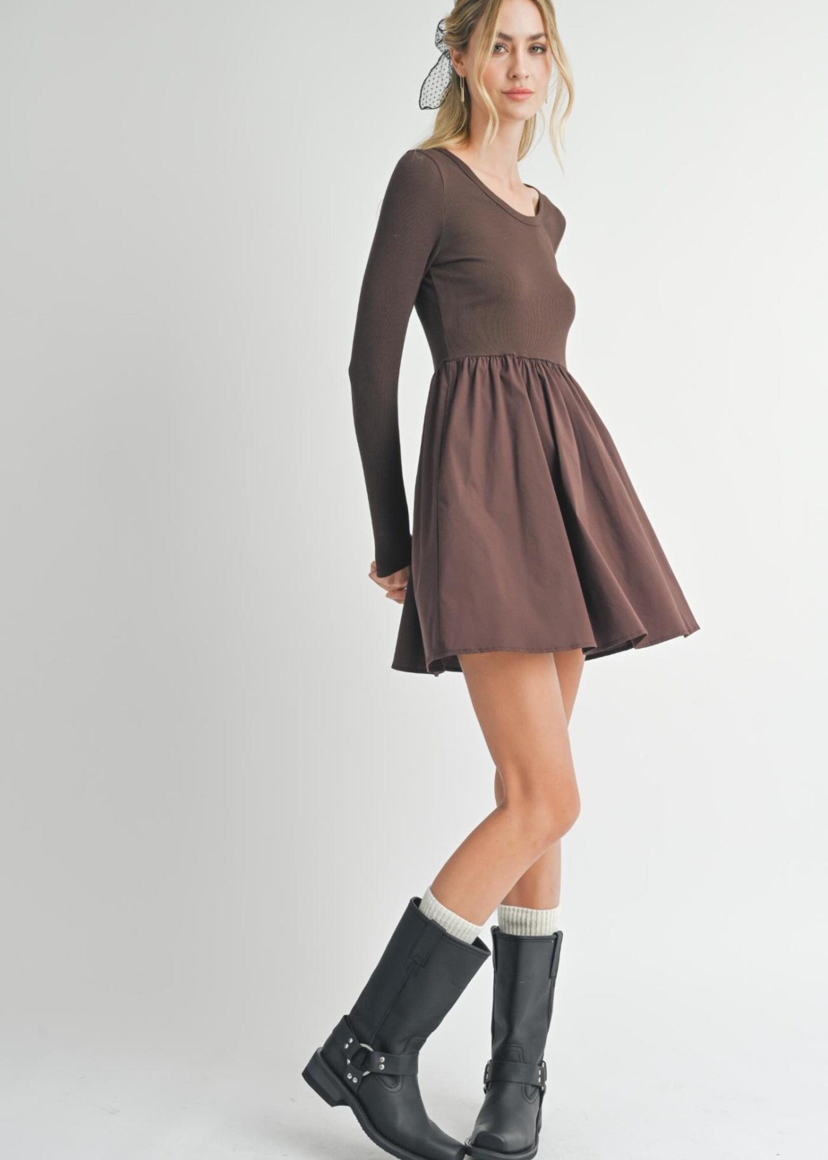 Sadie & Sage Motions Knit Contrast Poplin Dress