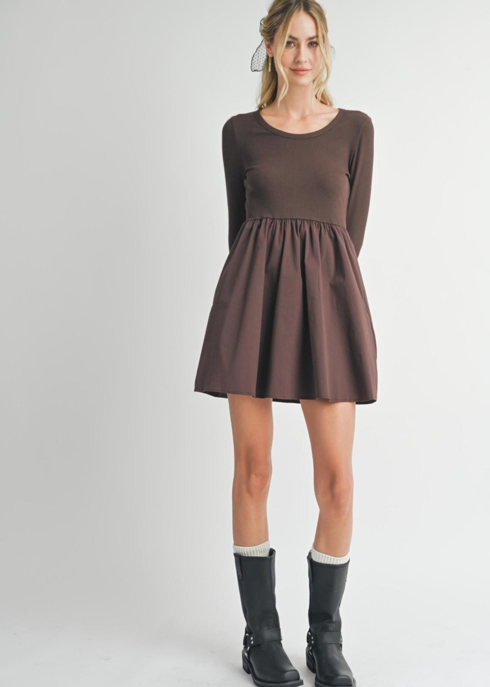 Sadie & Sage Motions Knit Contrast Poplin Dress