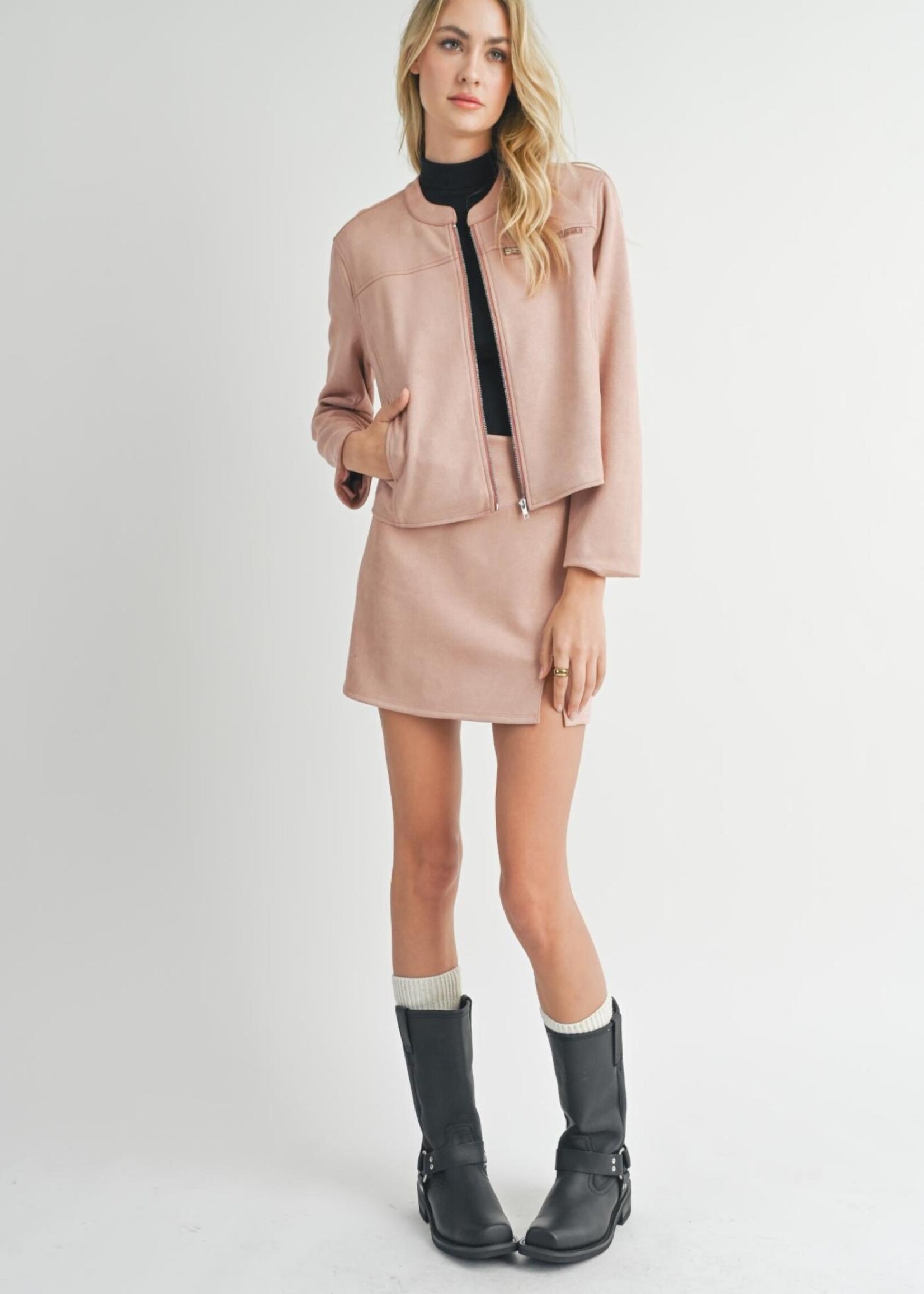 Sadie & Sage Entertainer Faux Suede Moto Jacket