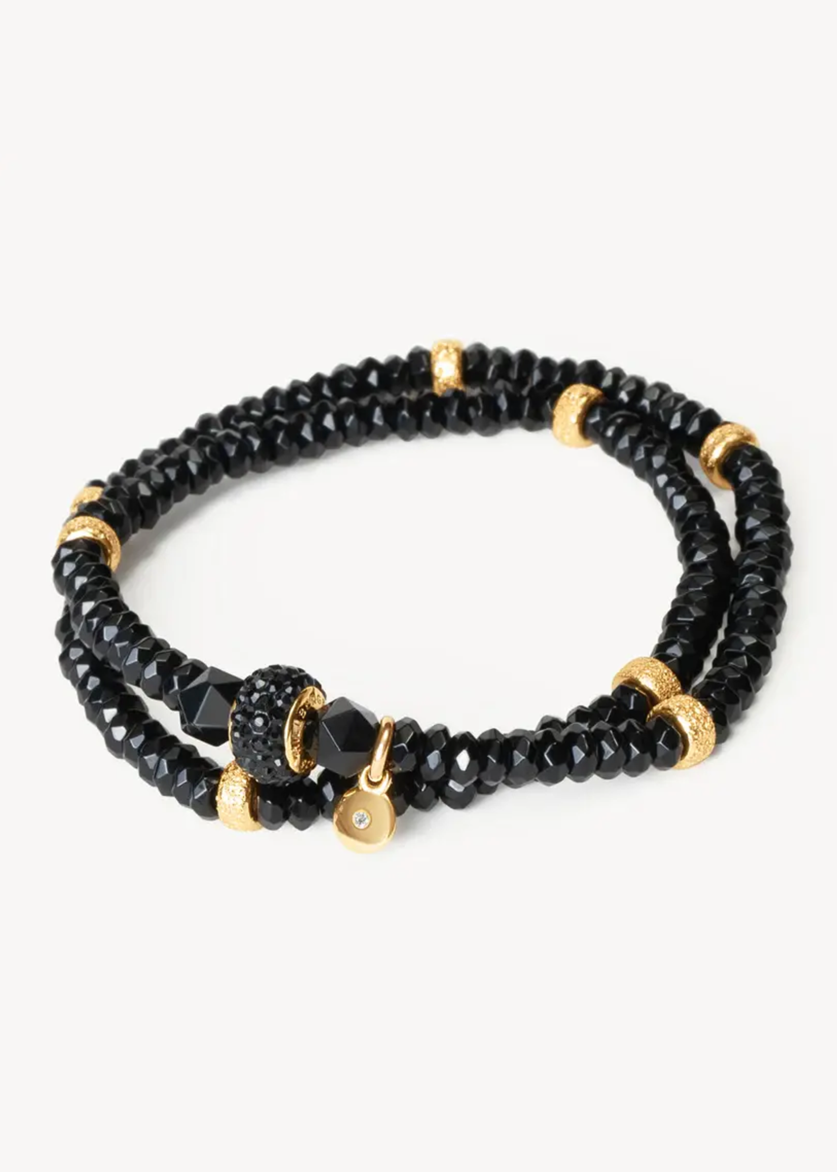 Hillberg & Berk Black Sparkle Ball™ Double Wrap Bracelet