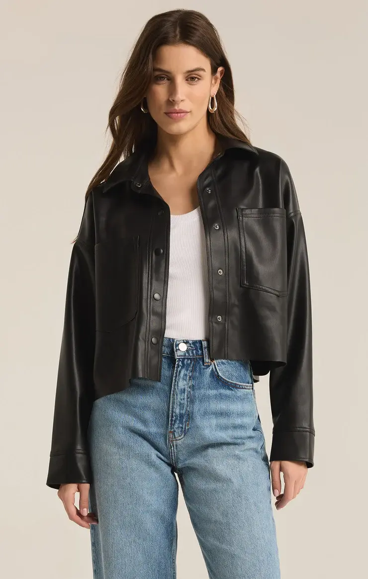 All Day Faux Leather Jacket - Evelyn Lane Clothing Co.