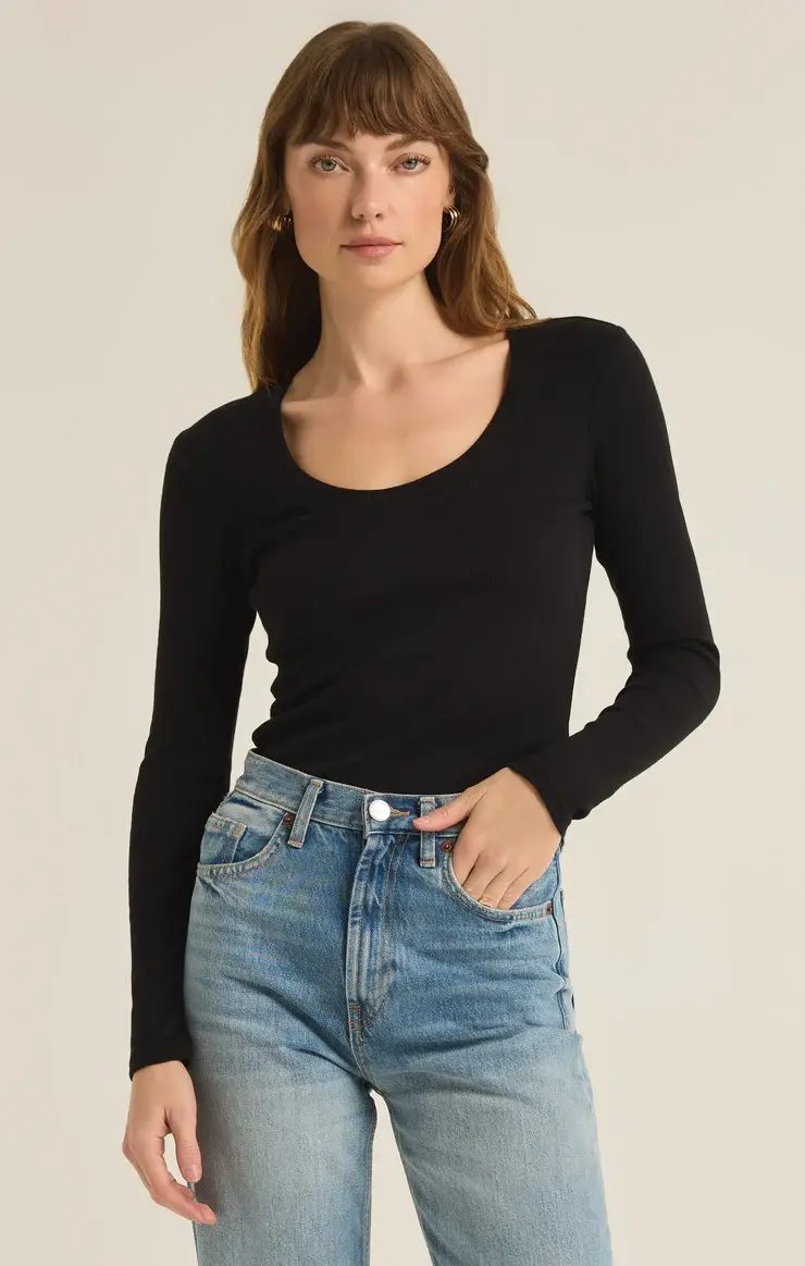 【2plan】Trans stitch long sleeve Sirena Long Sleeve Tee - Evelyn Lane Clothing Co.