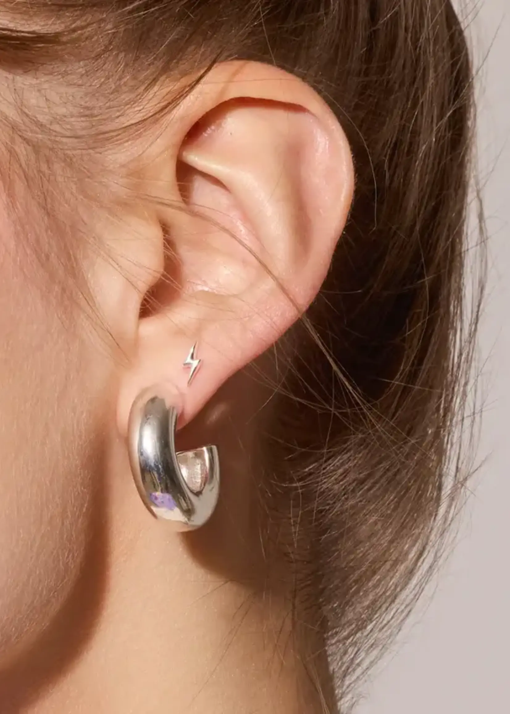 Hillberg & Berk Silver Mini Lightening Stud Earrings