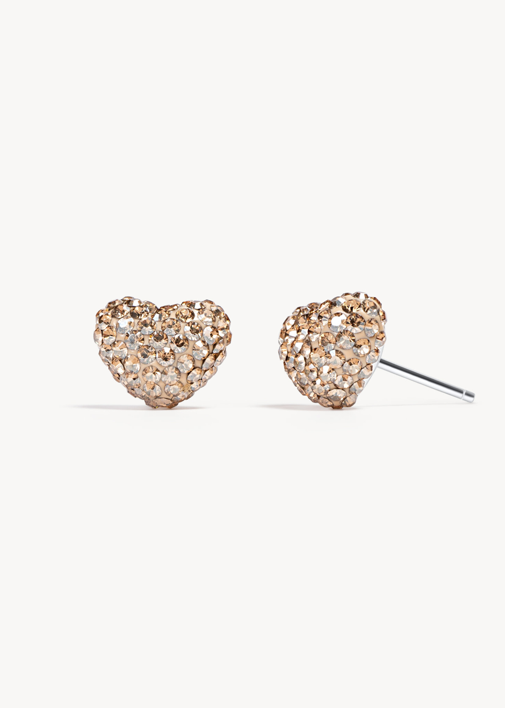 Hillberg & Berk Soft Gold Sparkle Heart Stud Earrings