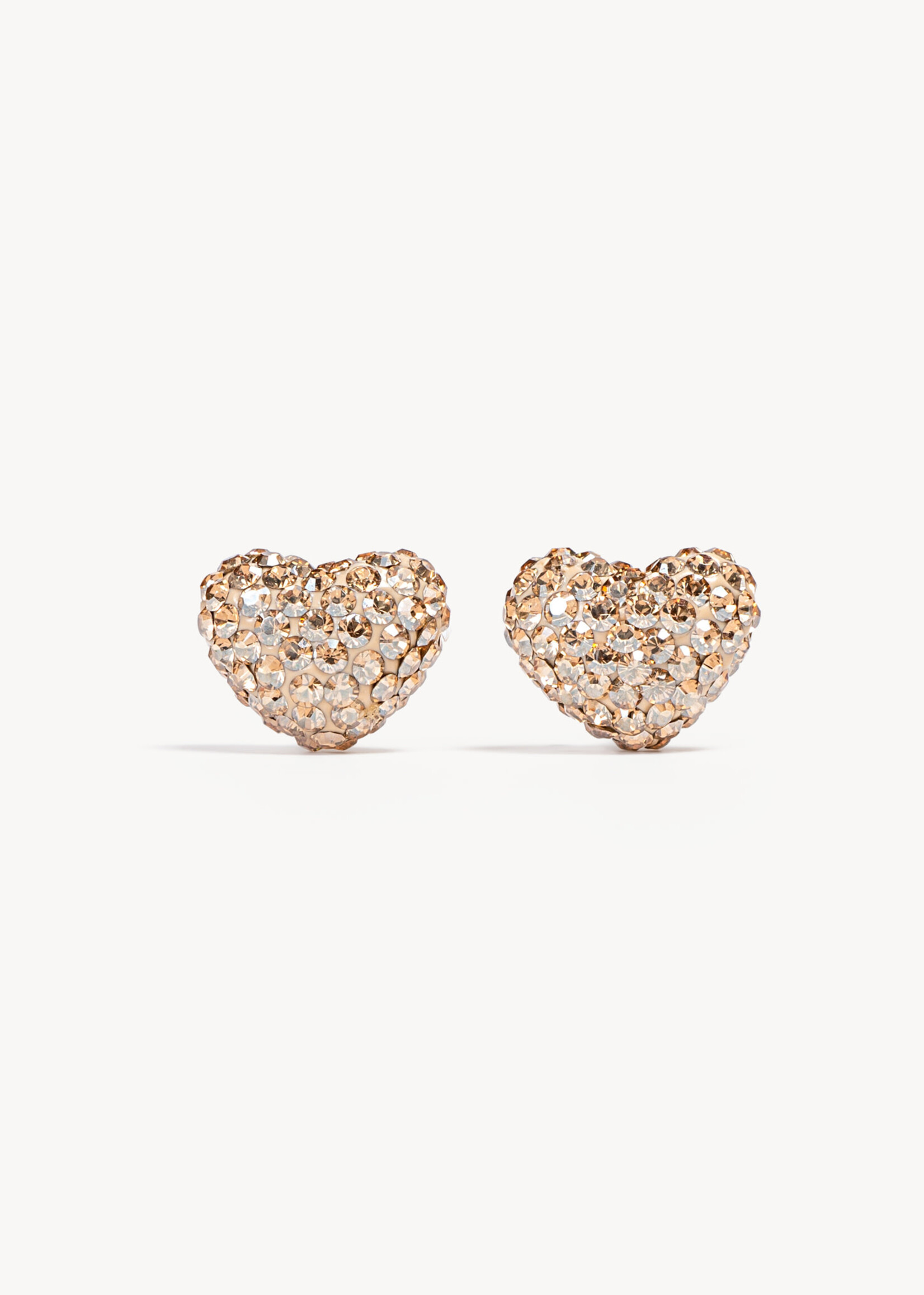 Hillberg & Berk Soft Gold Sparkle Heart Stud Earrings