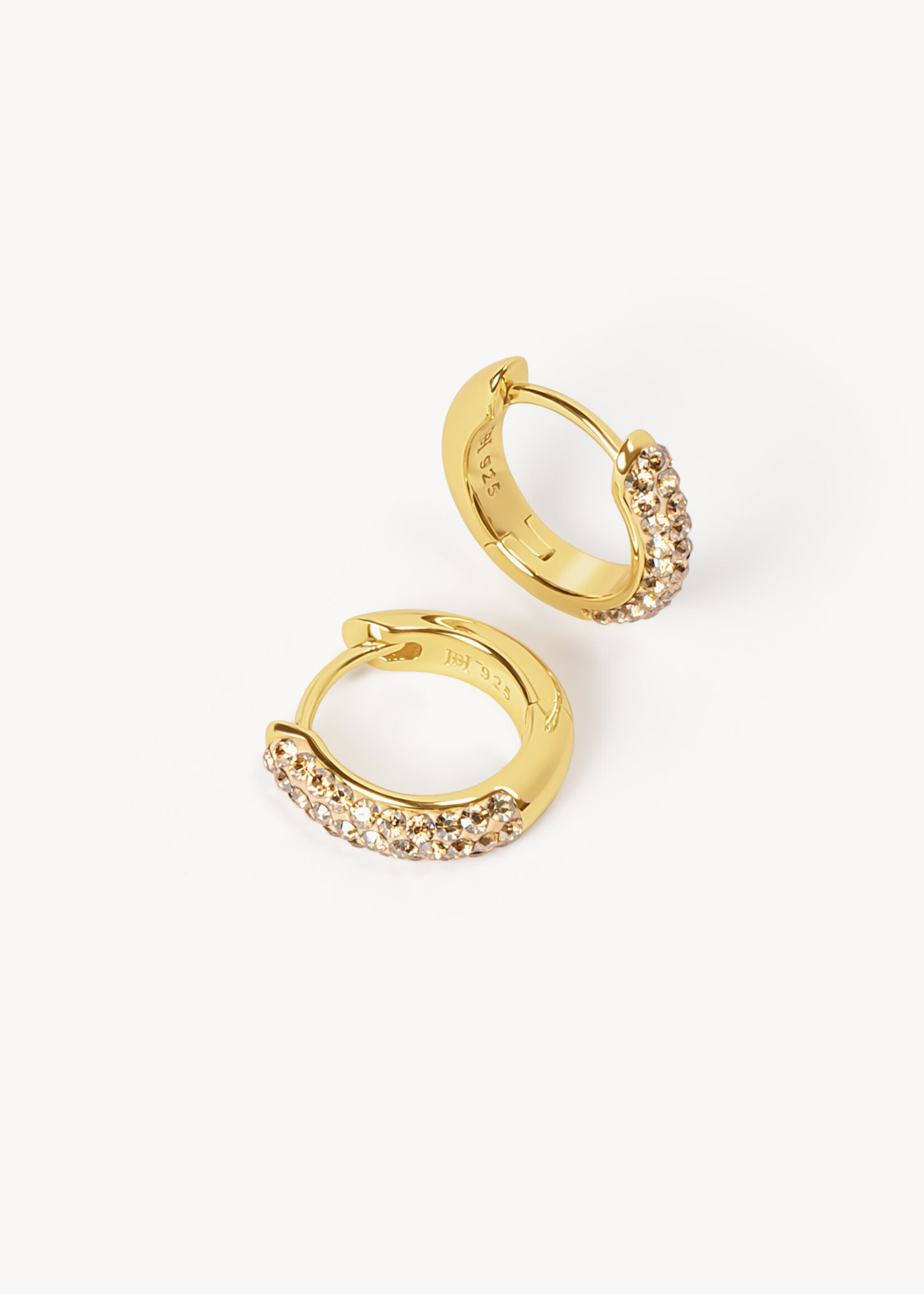 Hillberg & Berk Soft Gold Always on Sparkle Hoop Earring