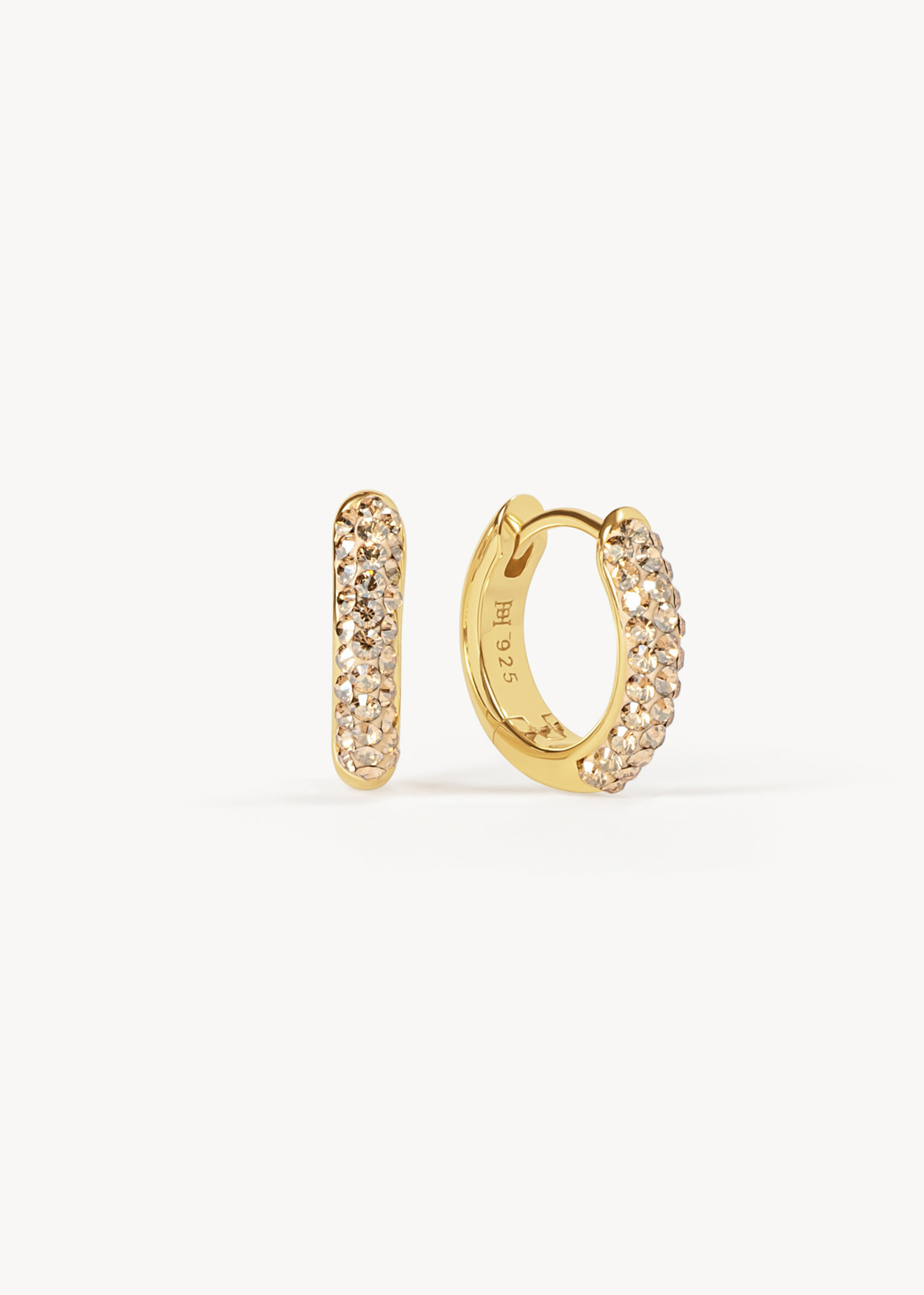 Hillberg & Berk Soft Gold Always on Sparkle Hoop Earring