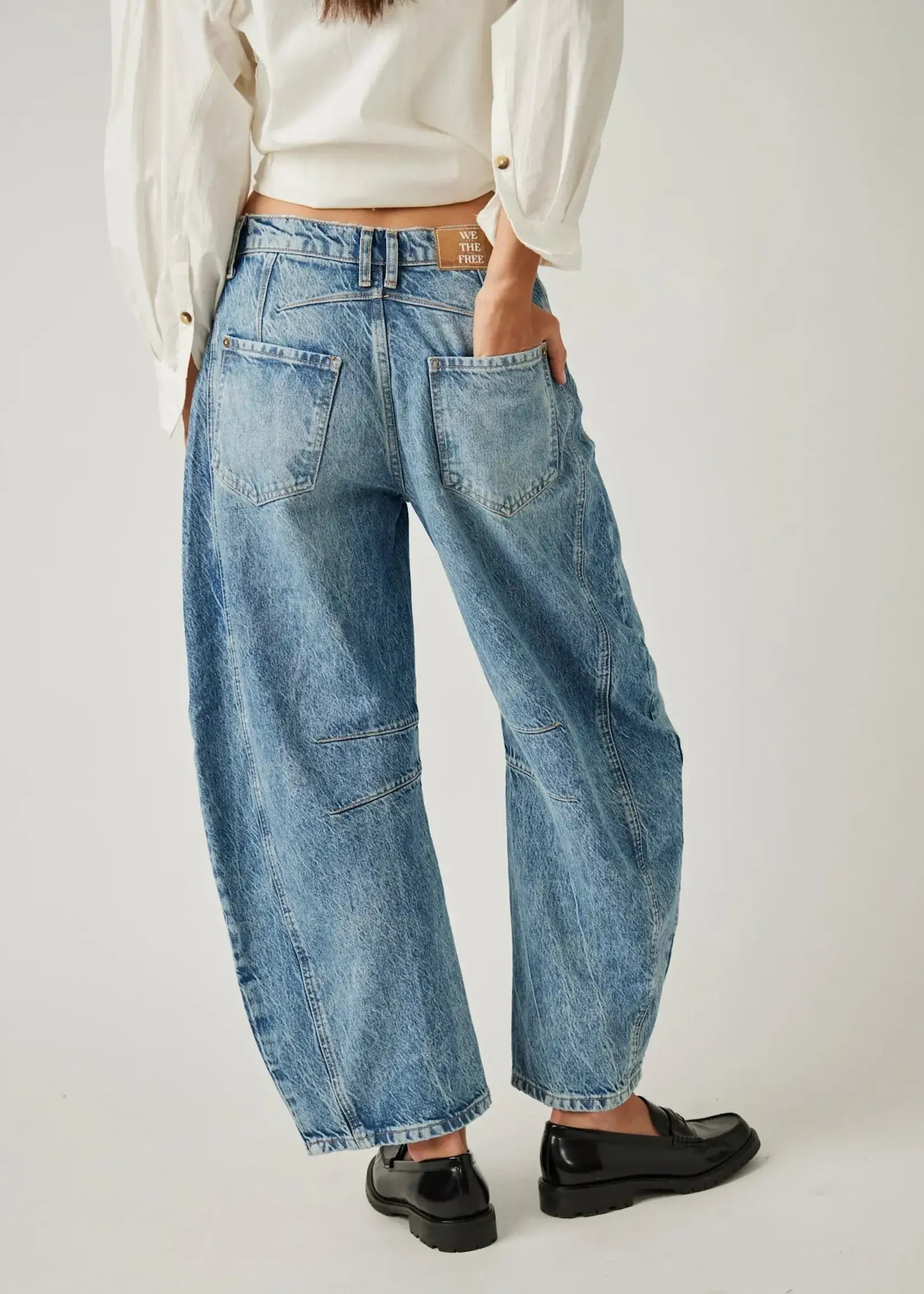 Free People Good Luck Mid Rise Barrel Jean