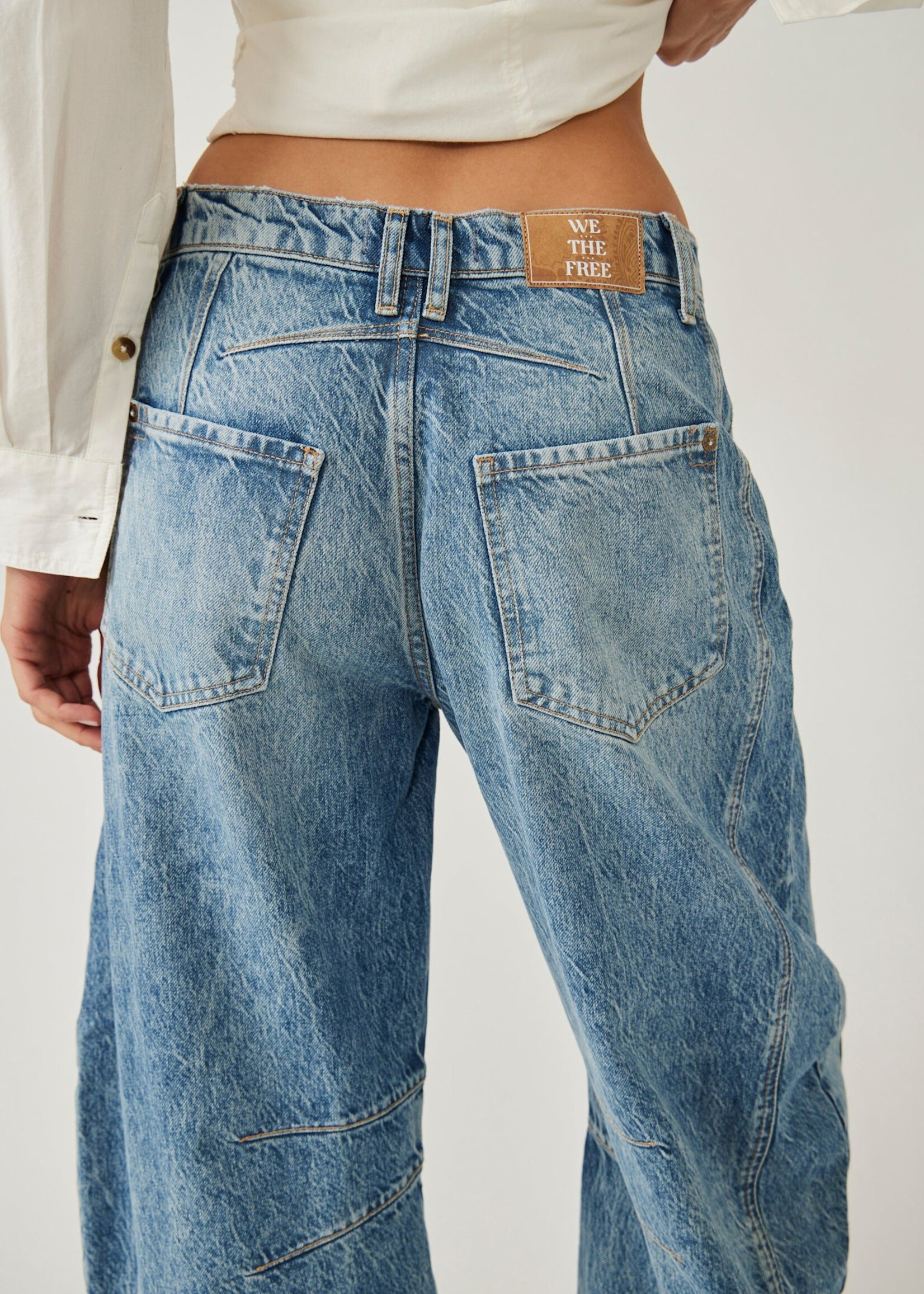 Free People Good Luck Mid Rise Barrel Jean