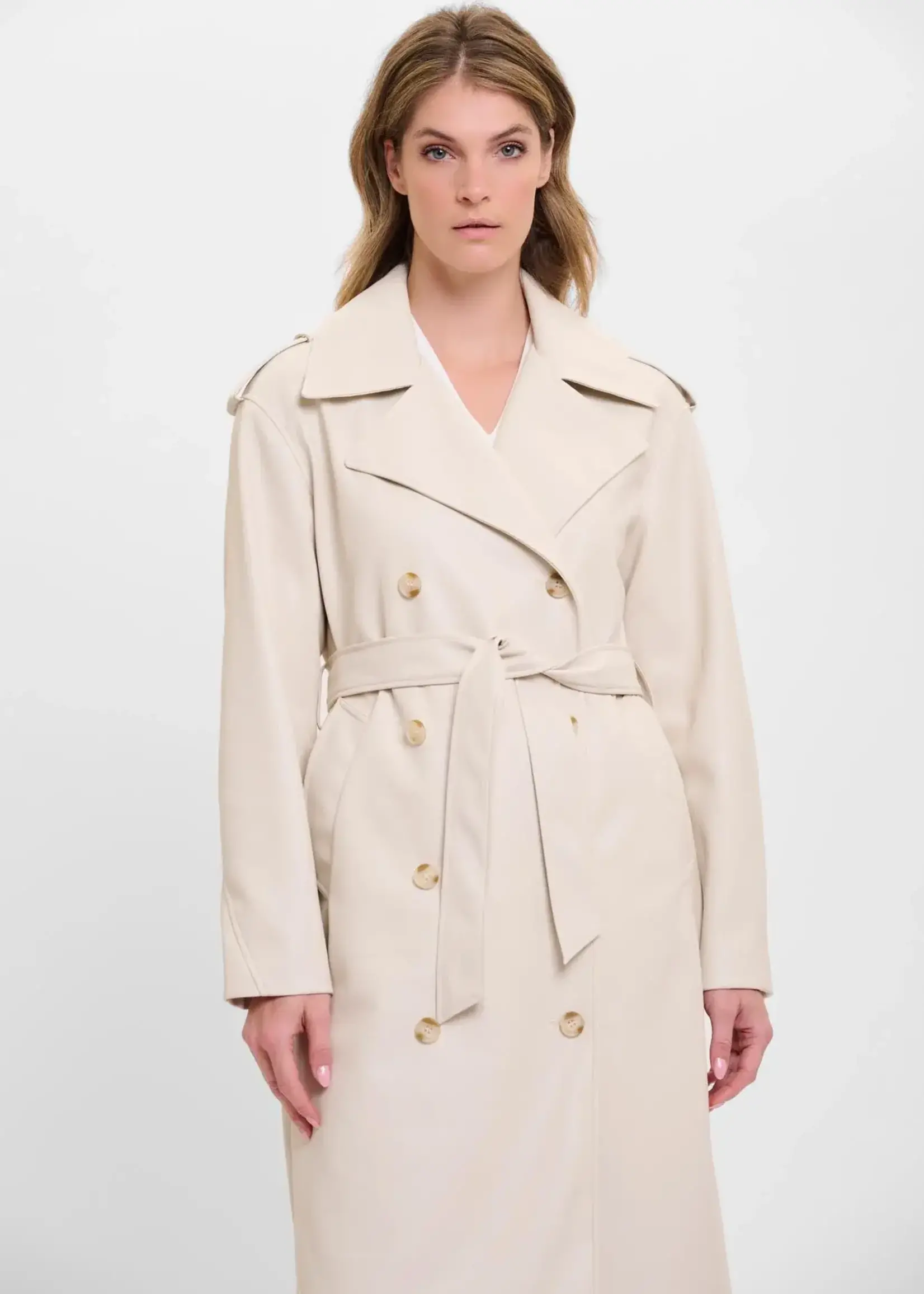 Rino & Pelle Broos Faux Leather Double Breasted Trench