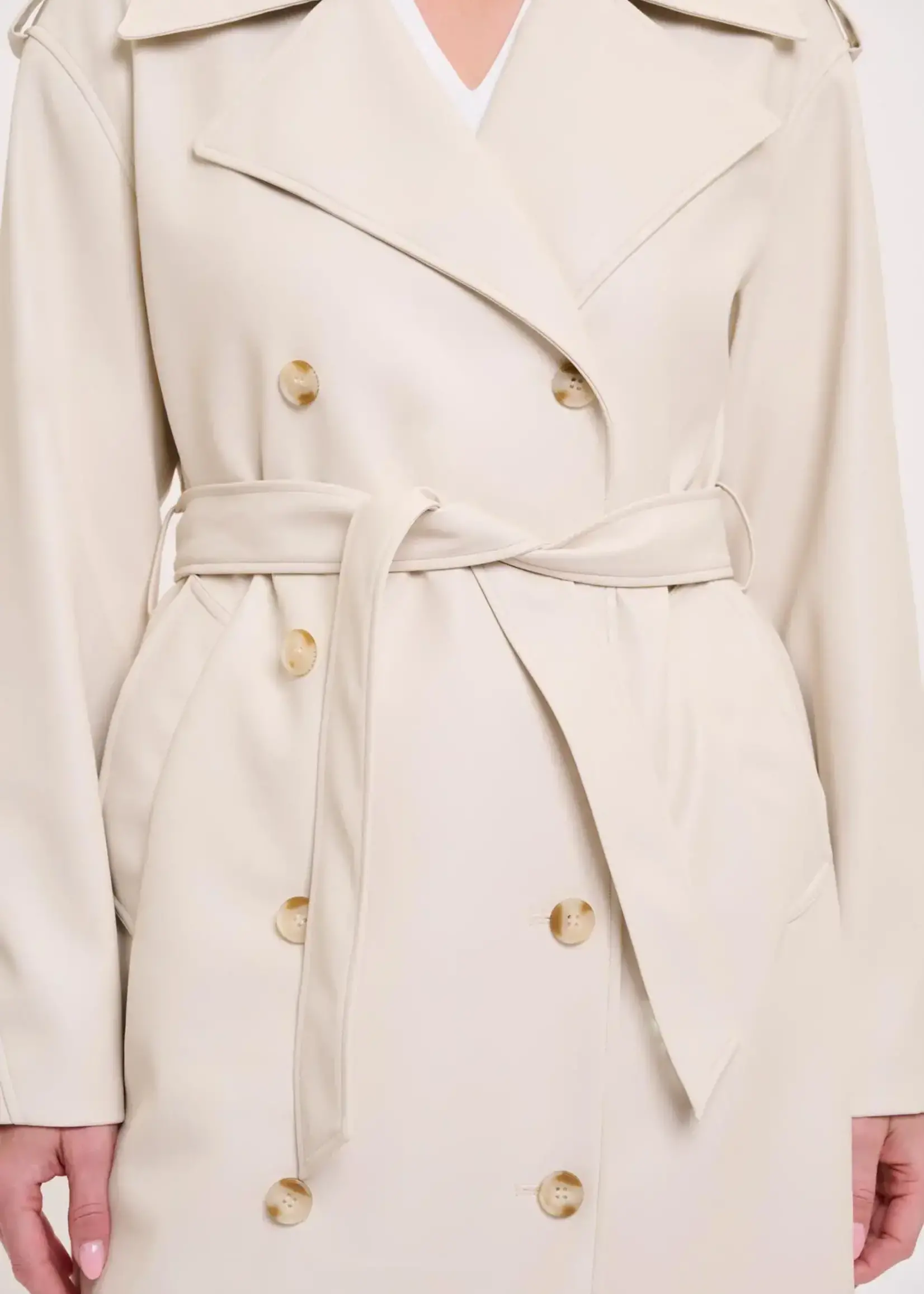 Rino & Pelle Broos Faux Leather Double Breasted Trench