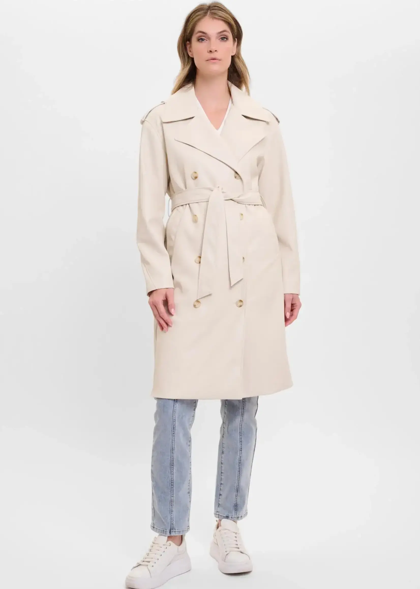 Rino & Pelle Broos Faux Leather Double Breasted Trench