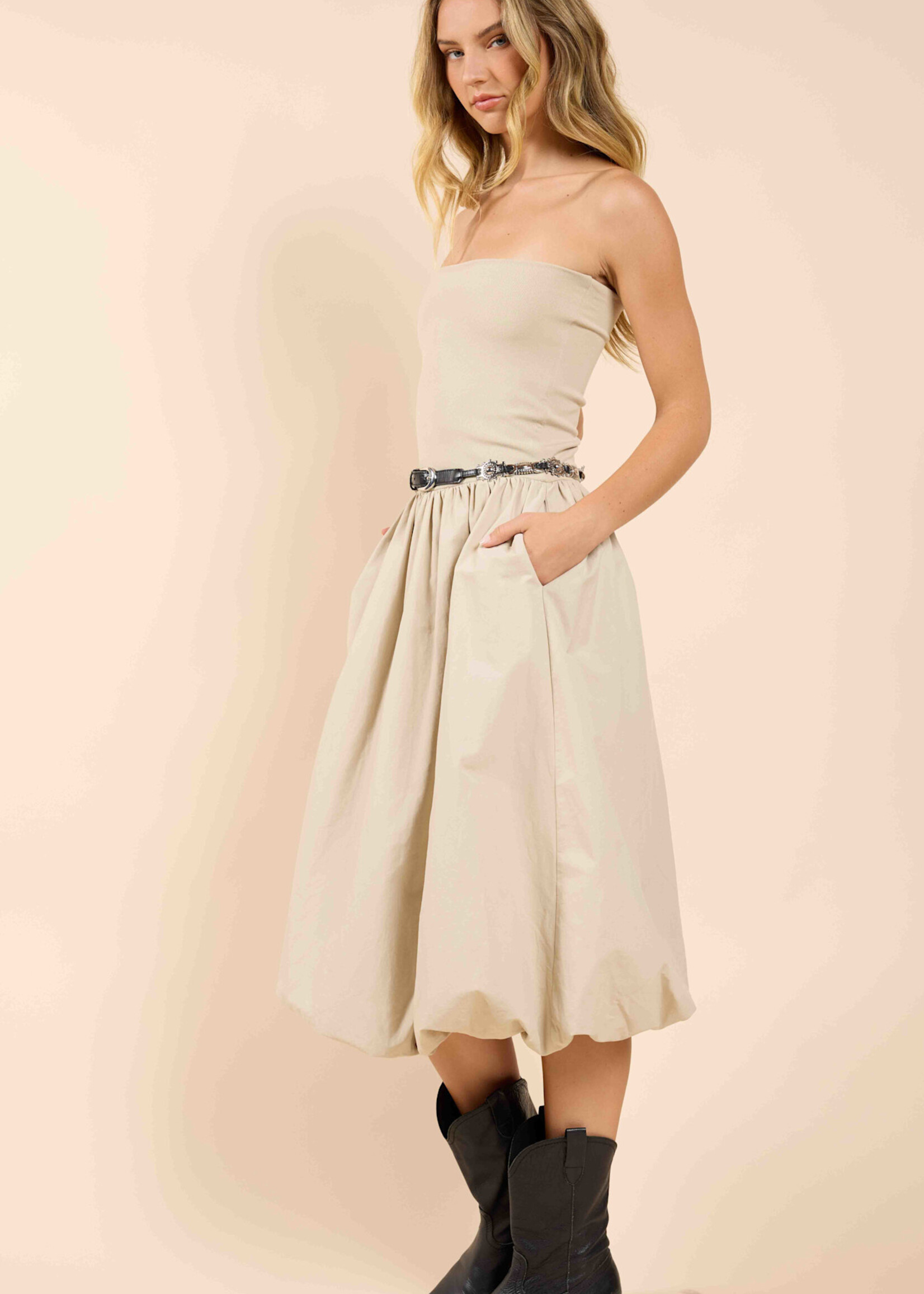 Sadie & Sage Happier Now Strapless Tube Bubble Dress