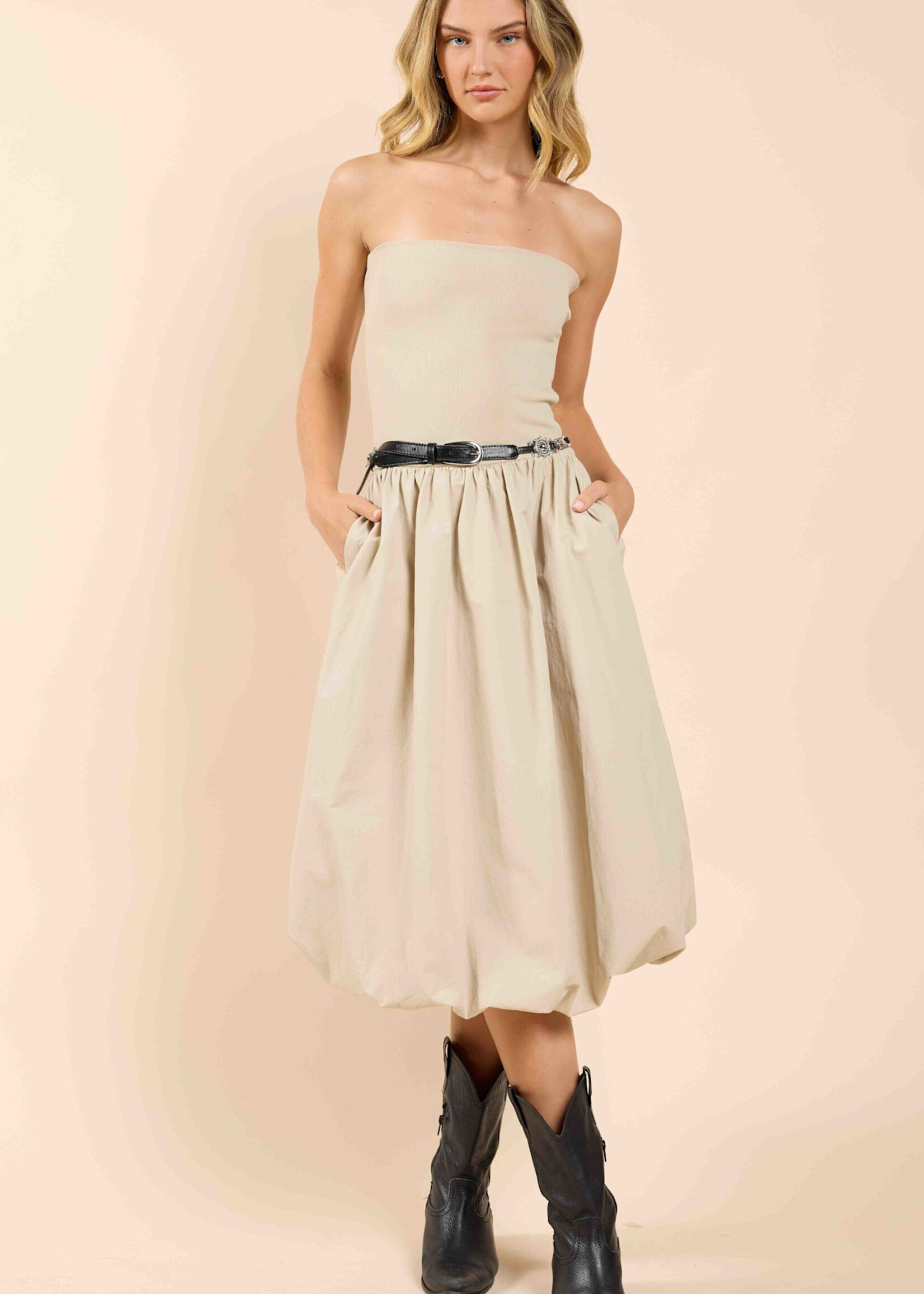 Sadie & Sage Happier Now Strapless Tube Bubble Dress