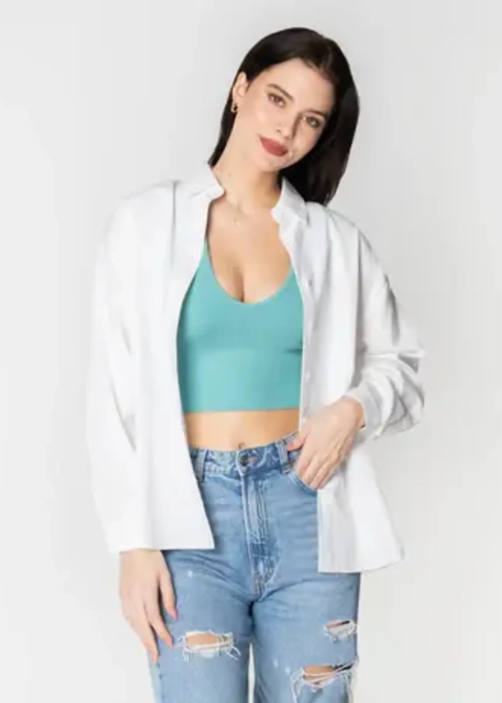 C'est Moi Clothing Linen Blend Button Front Blouse