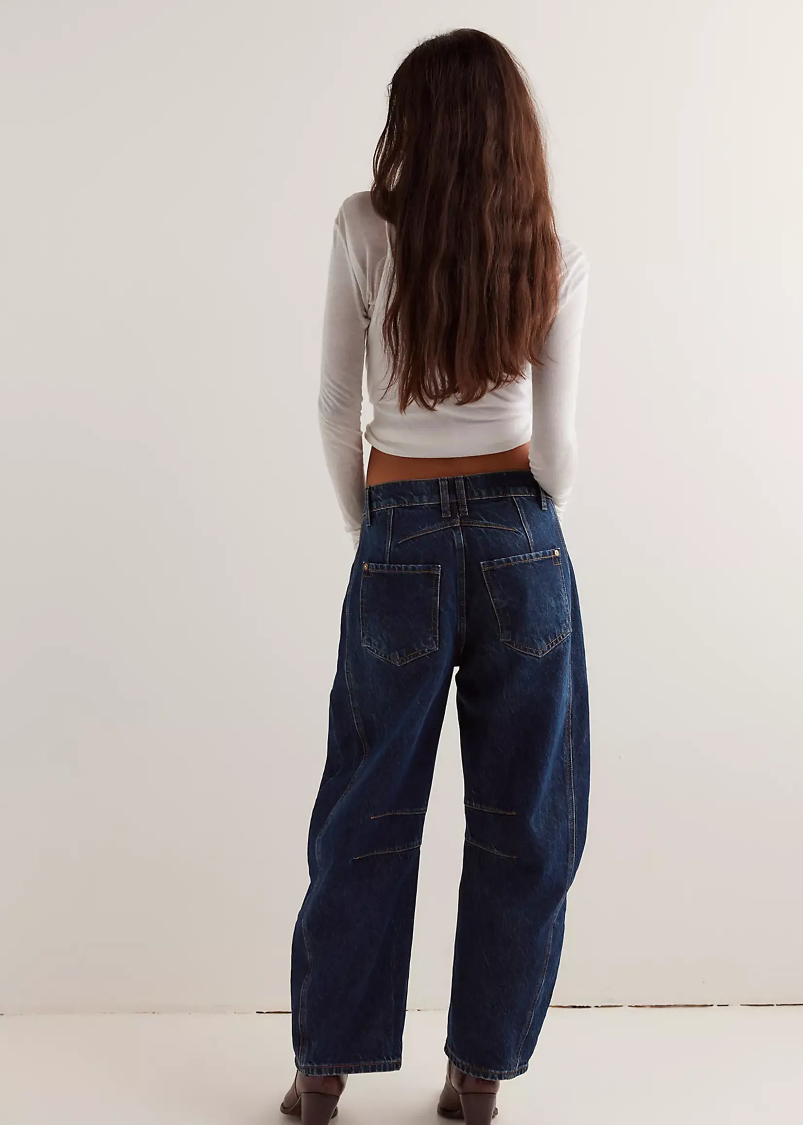 Free People Good Luck Mid Rise Barrel Jean