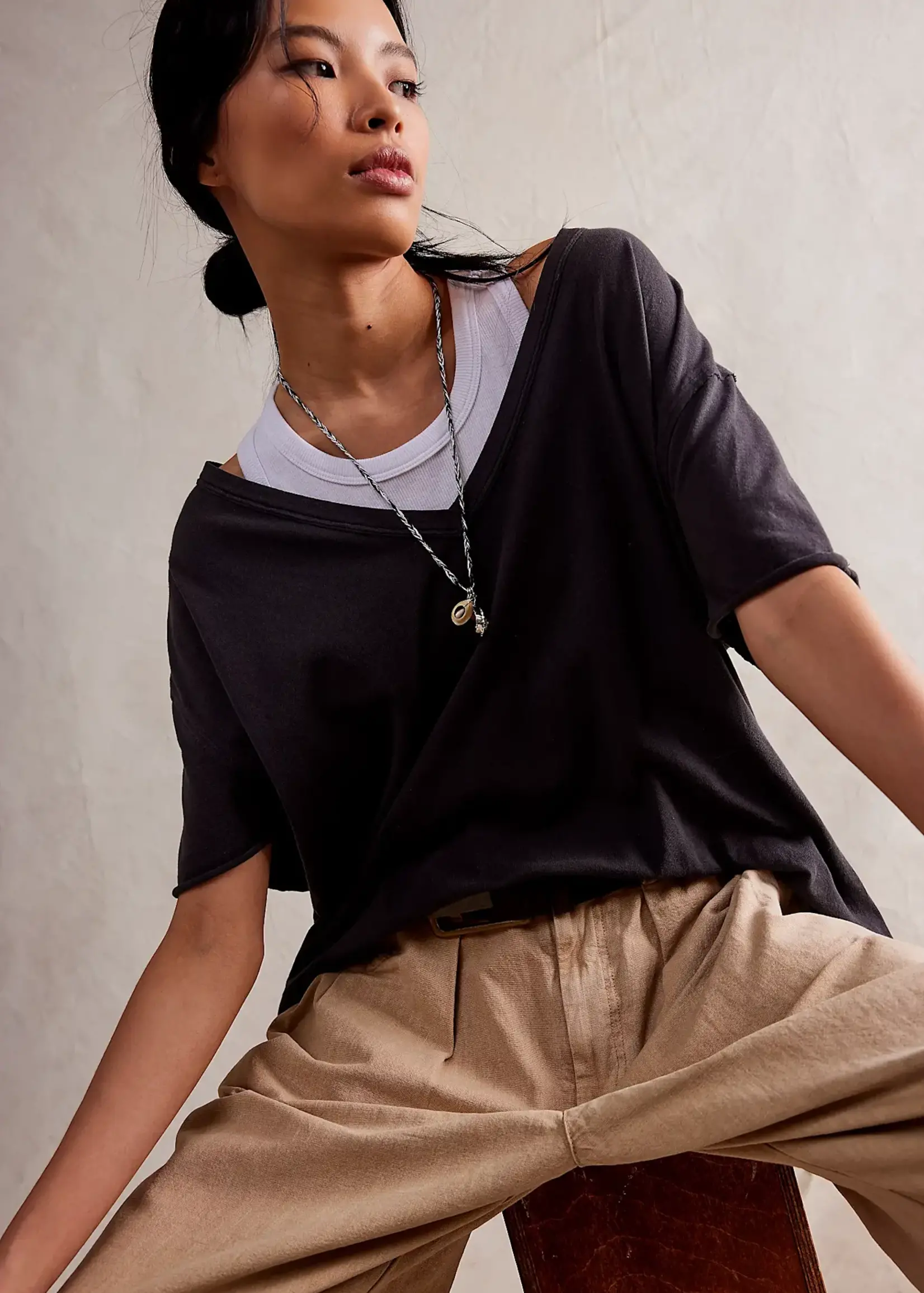 Free People Nina V-Neck Tee