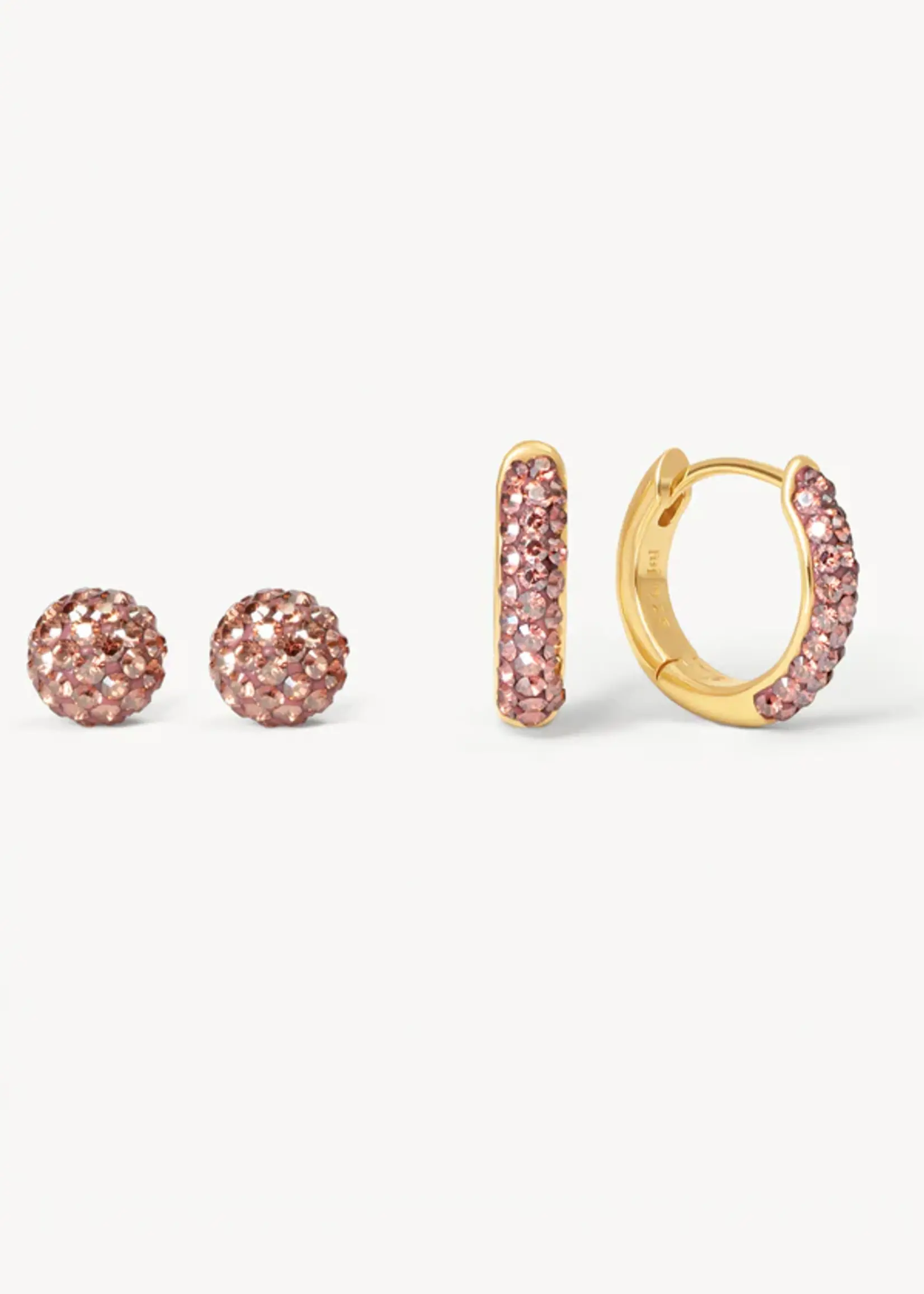 Hillberg & Berk Desert Rose Always on Hoop + Sparkle Ball™ Stud Set
