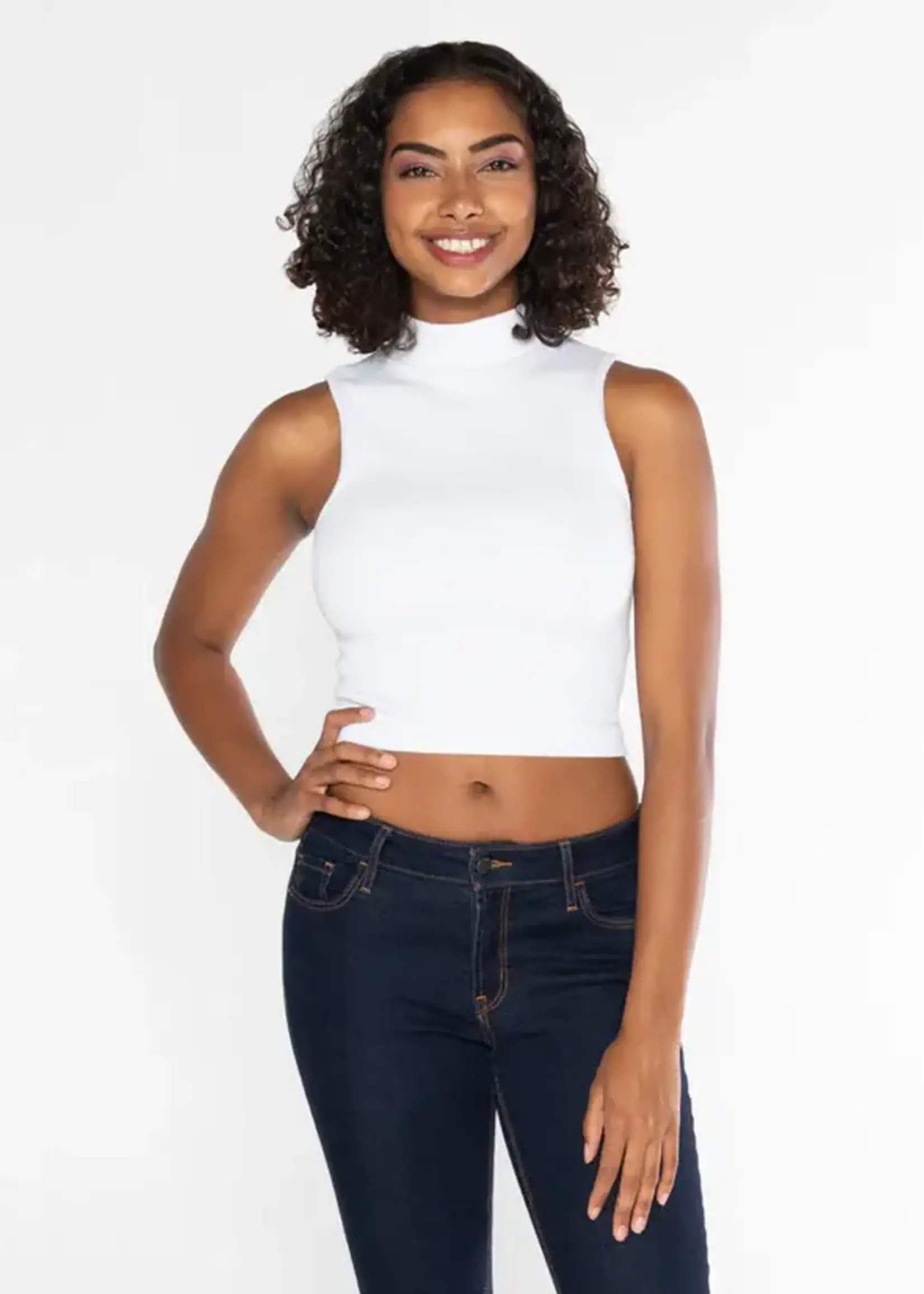 C'est Moi Clothing Bamboo Rib Sleeveless Mock Neck