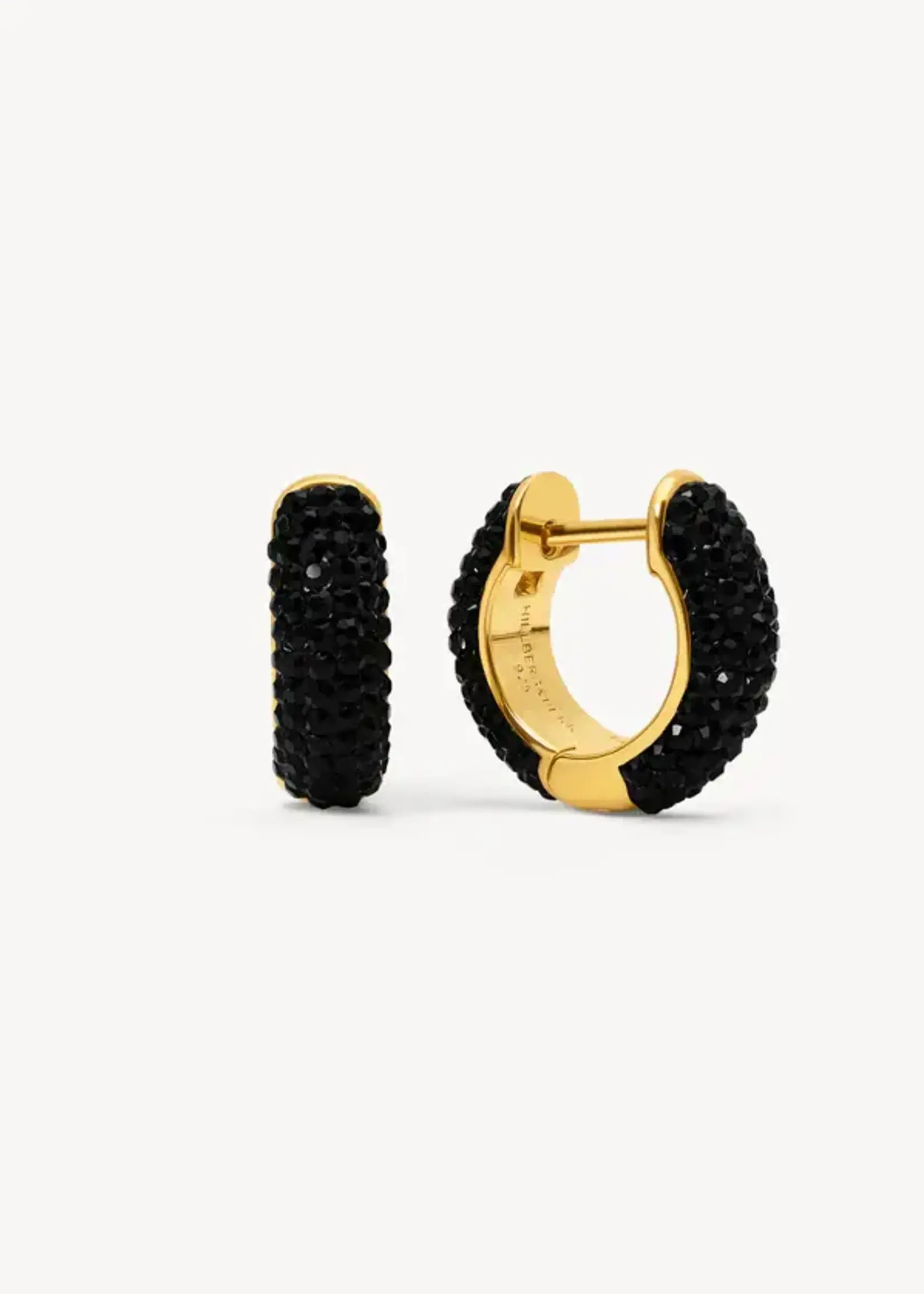 Hillberg & Berk Black Sparkle Hoop Earring Small