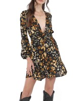 Sadie & Sage With Ease Front Tie Deep V Mini Dress
