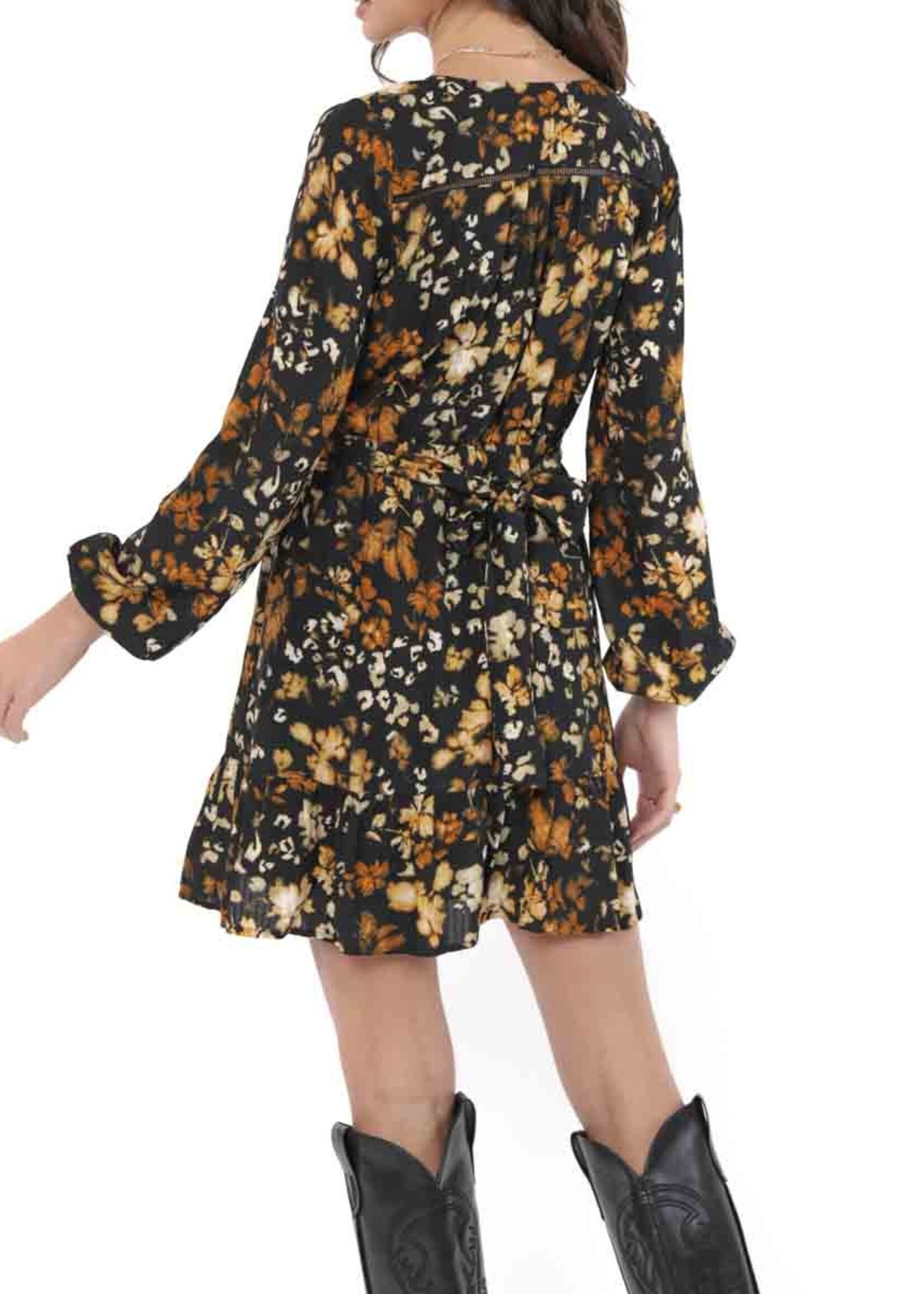 Sadie & Sage With Ease Front Tie Deep V Mini Dress