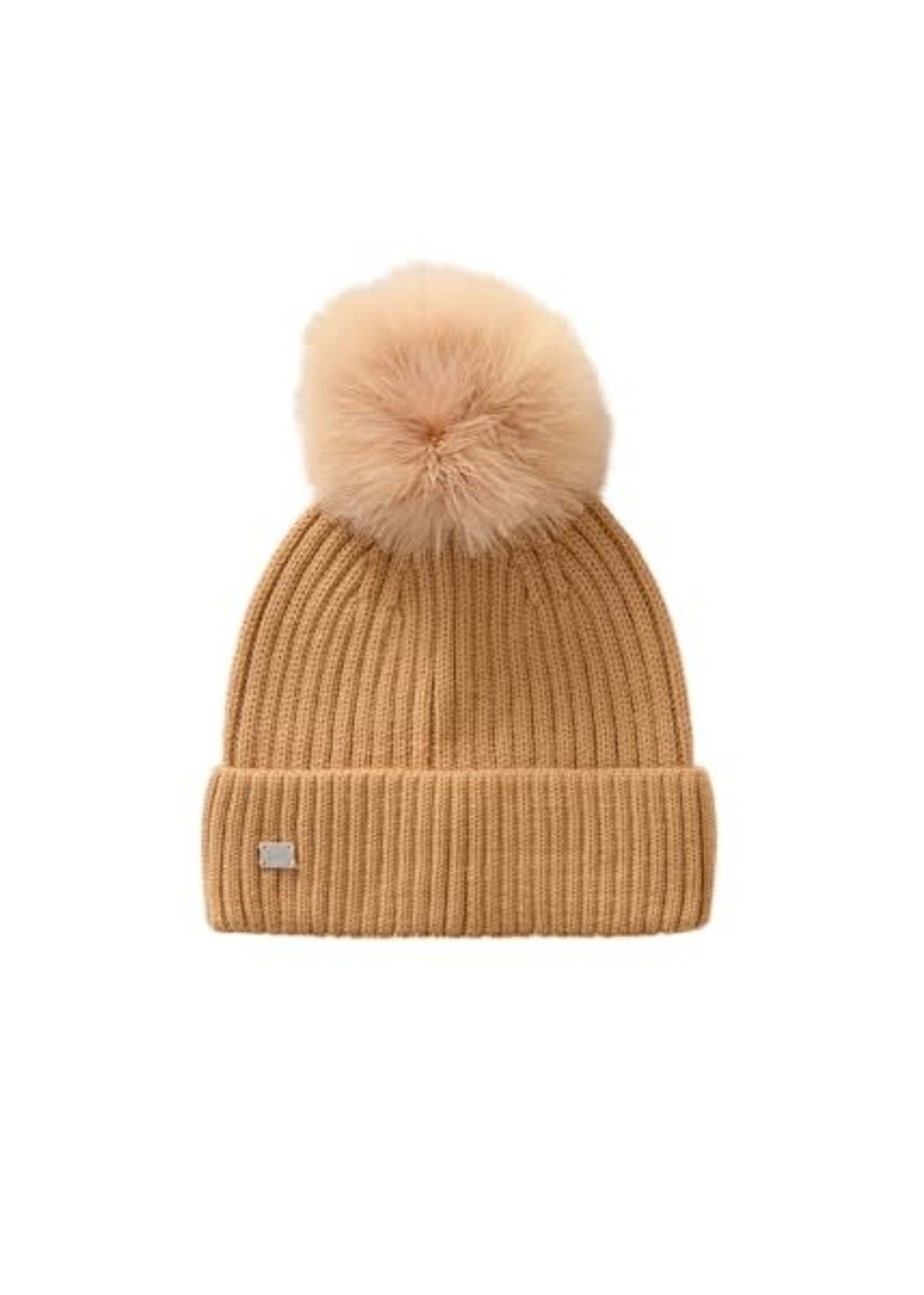 Soia & Kyo AMALIE-R Cable-Knit Hat Removable Pom-Pom