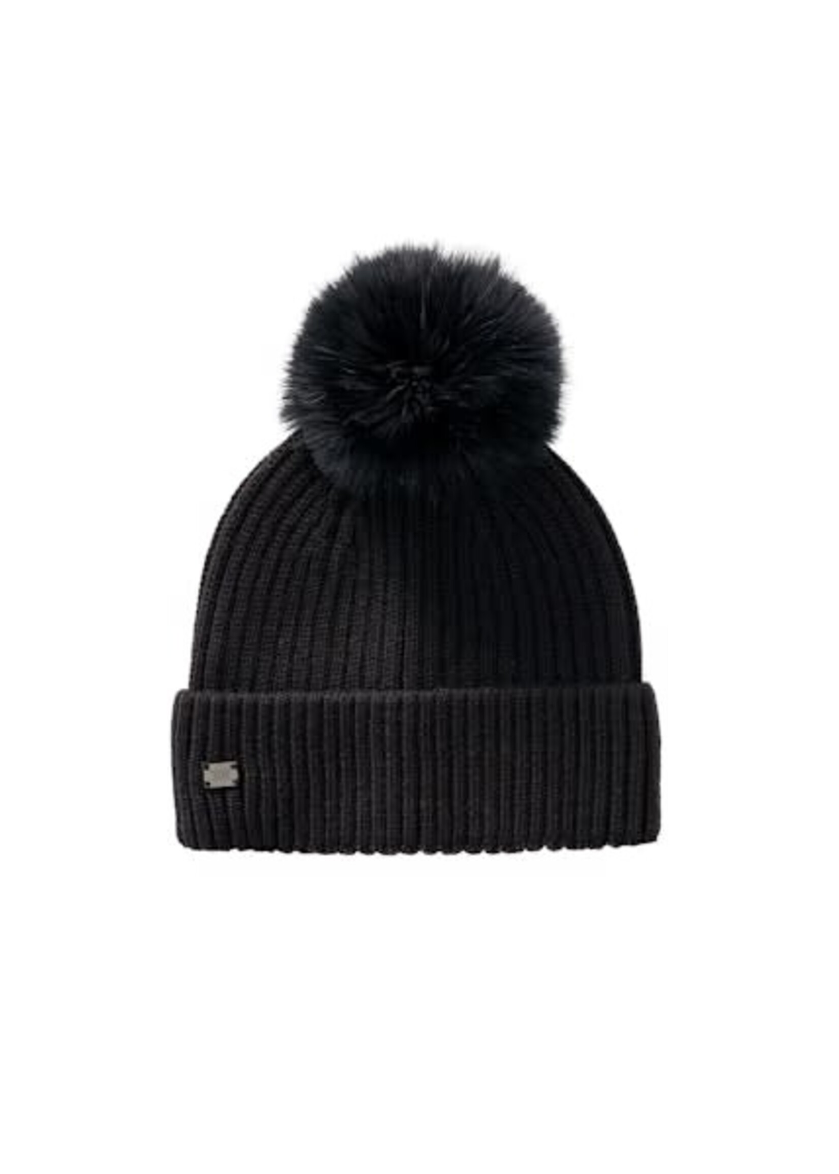 Soia & Kyo AMALIE-R Cable-Knit Hat Removable Pom-Pom