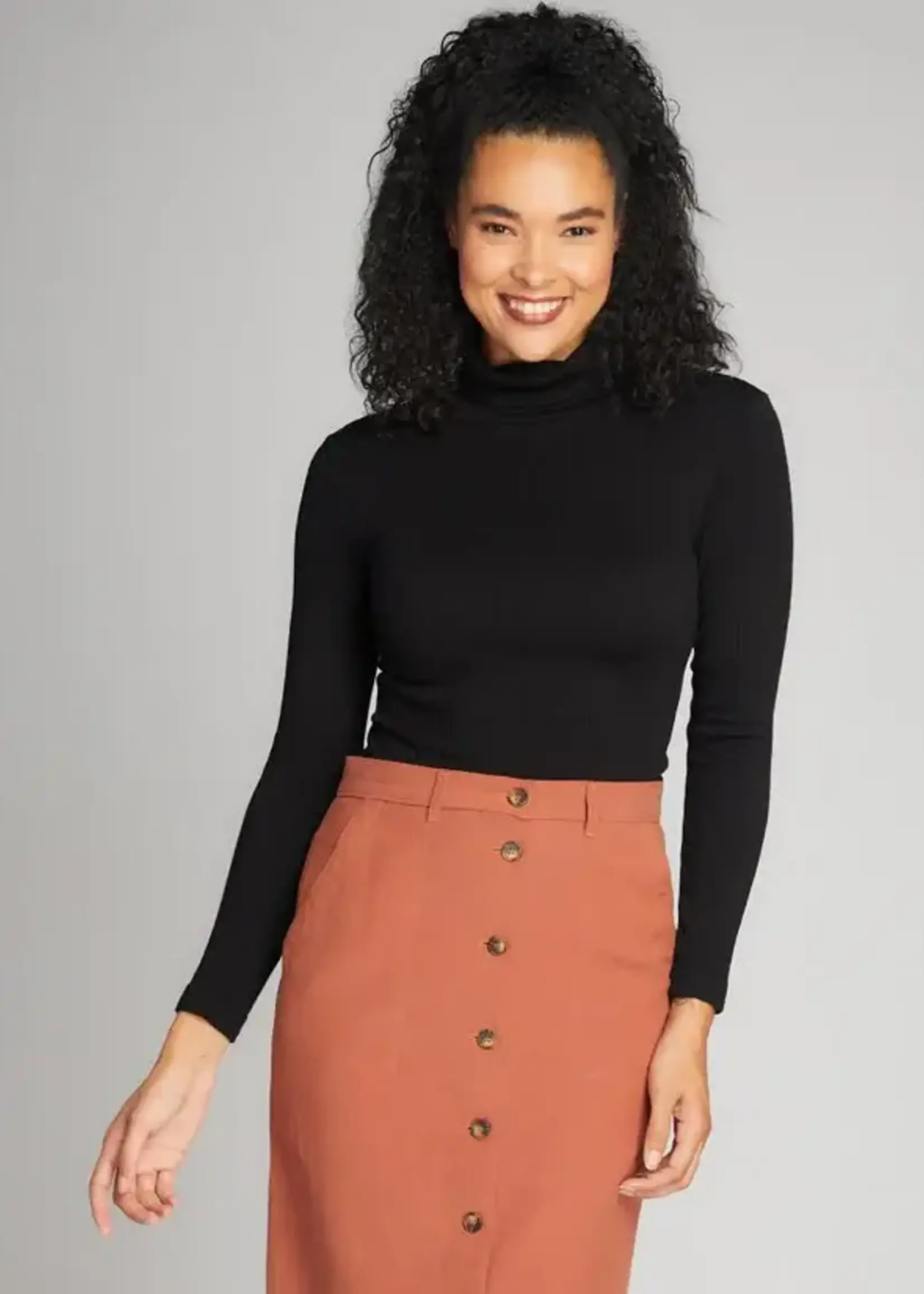 C'est Moi Clothing Seamless Rib L/S Turtleneck Top