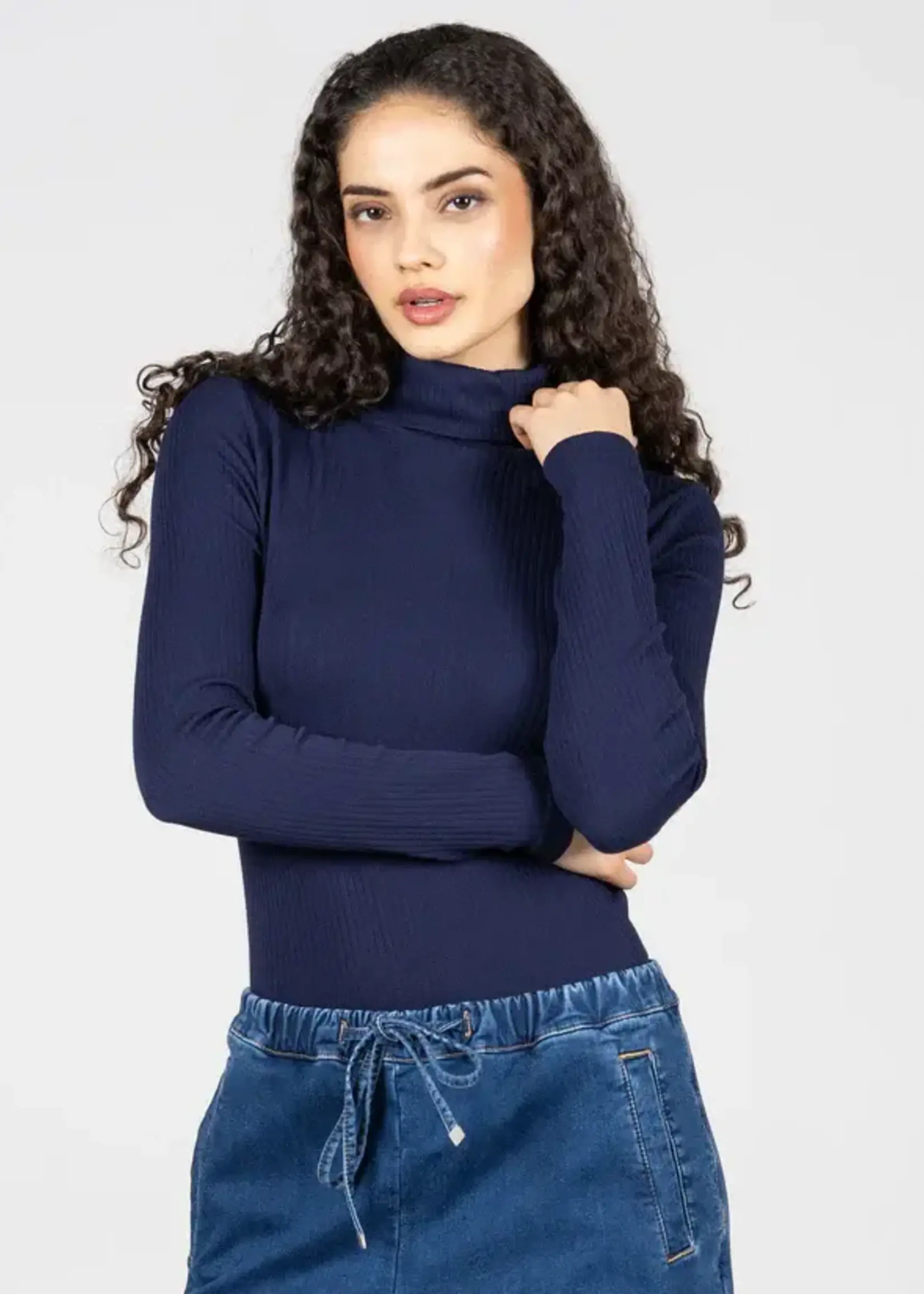 C'est Moi Clothing Seamless Rib L/S Turtleneck Top