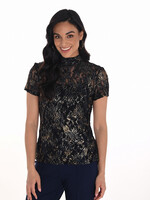 Frank Lyman Mock Neck Sheer Top