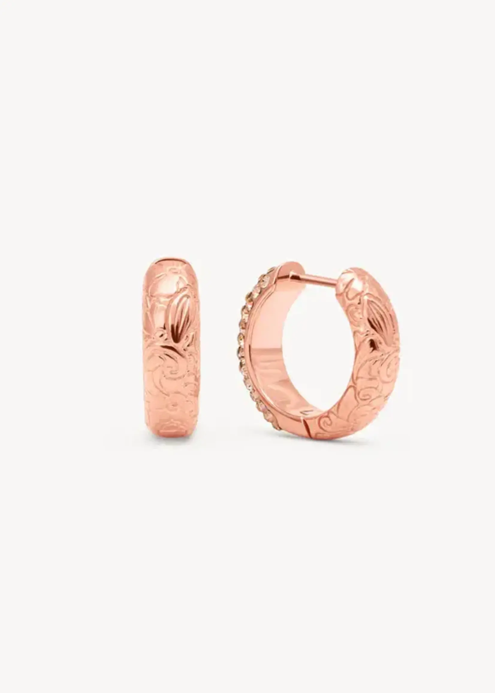 Hillberg & Berk Etched Floral Sparkle Reversible Hoop Earrings