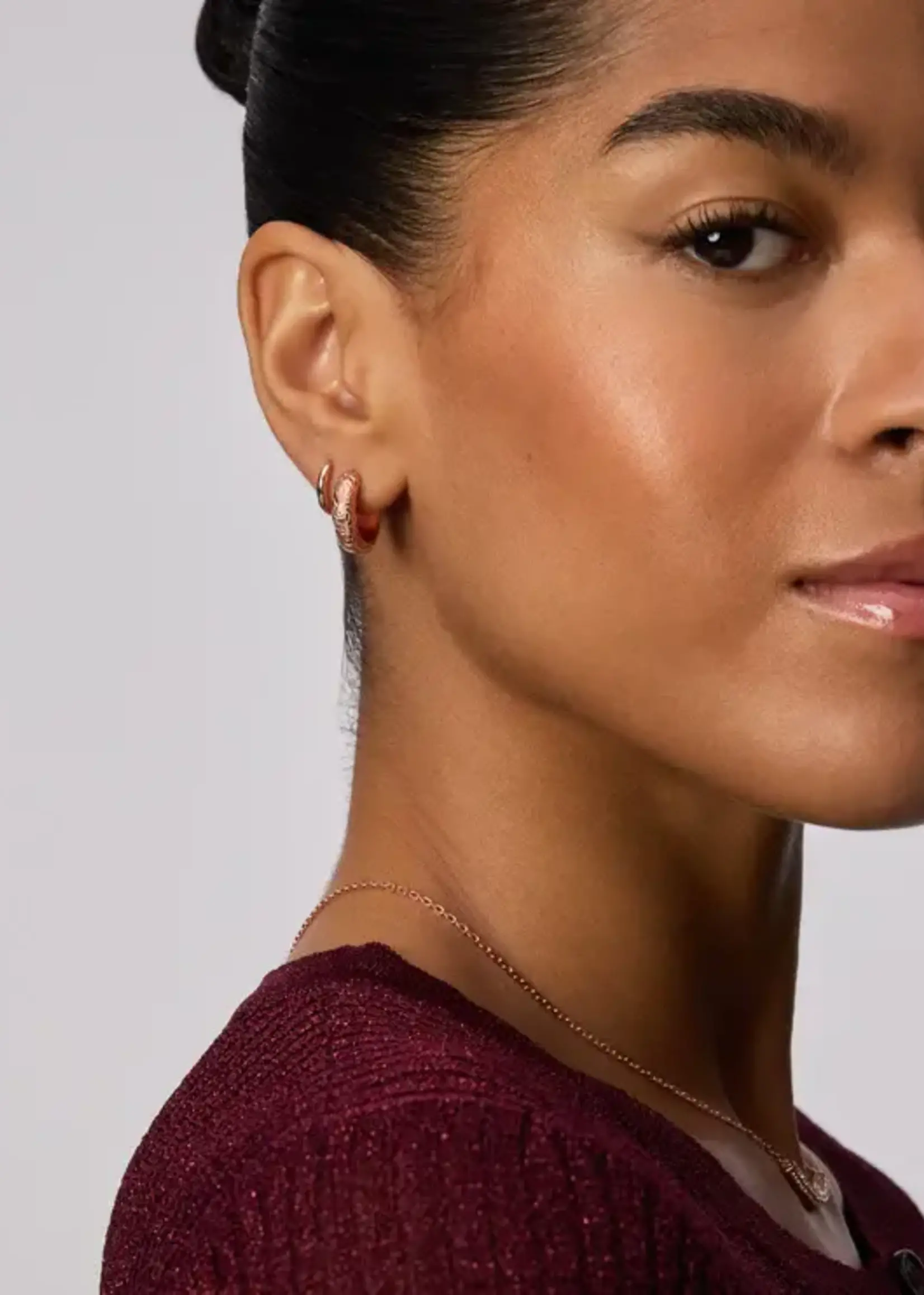 Hillberg & Berk Etched Floral Sparkle Reversible Hoop Earrings