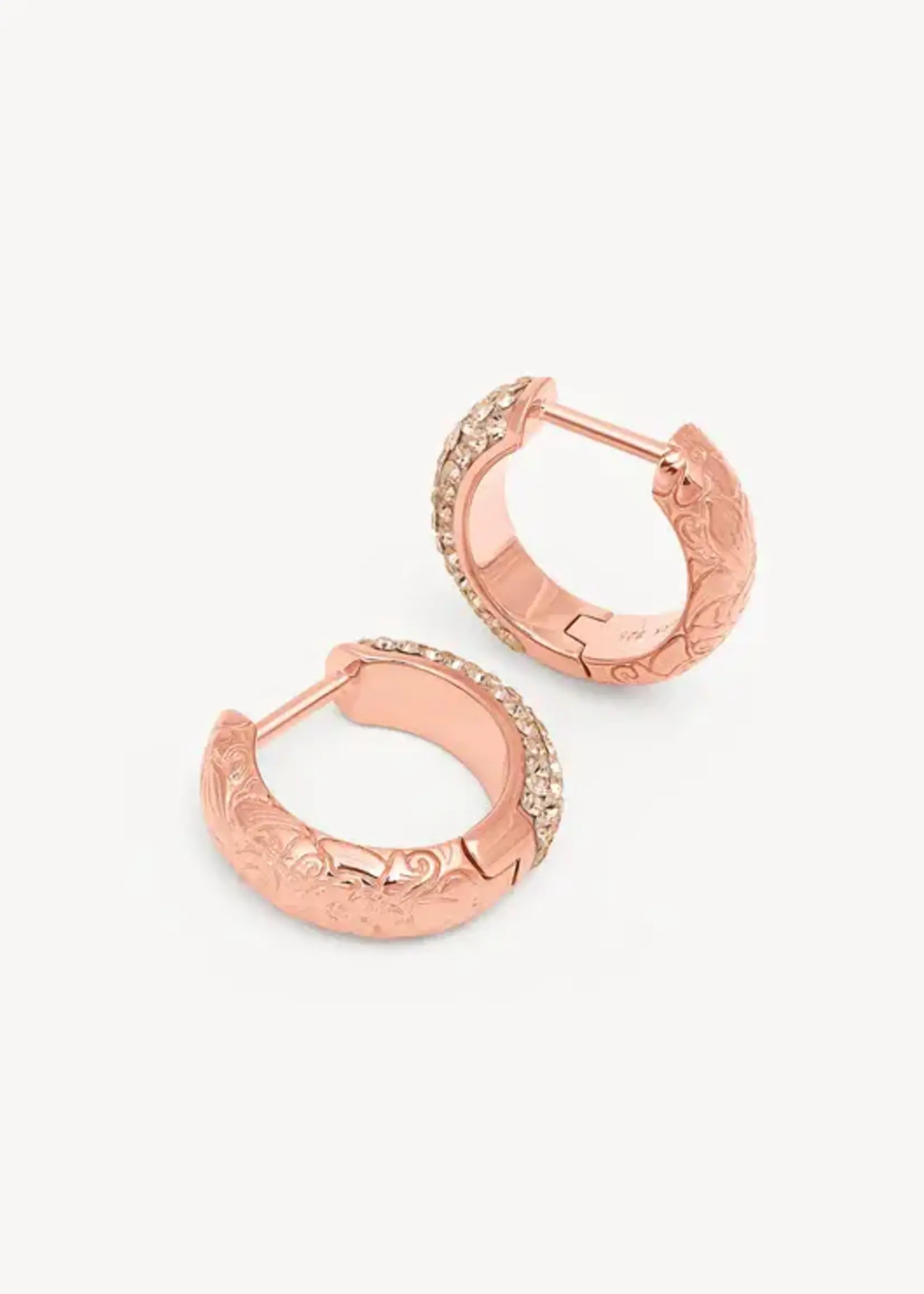 Hillberg & Berk Etched Floral Sparkle Reversible Hoop Earrings