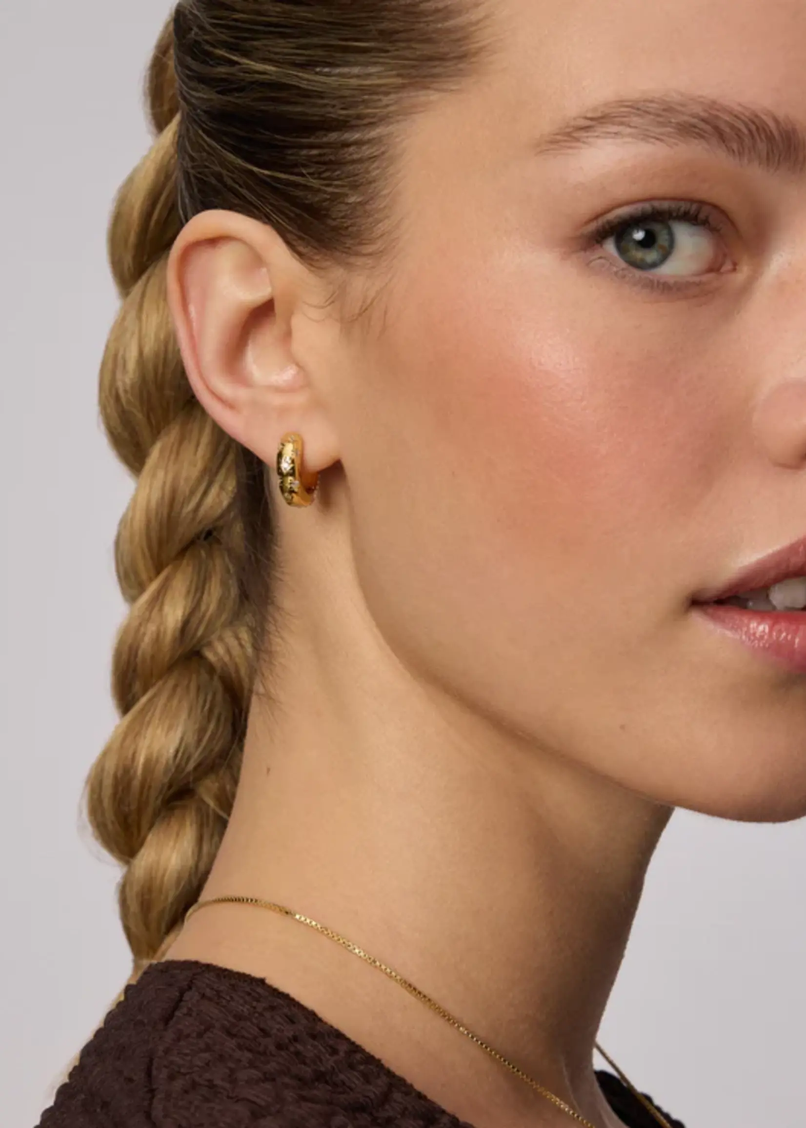 Hillberg & Berk Starburst Sparkle Reversible Hoop Earrings