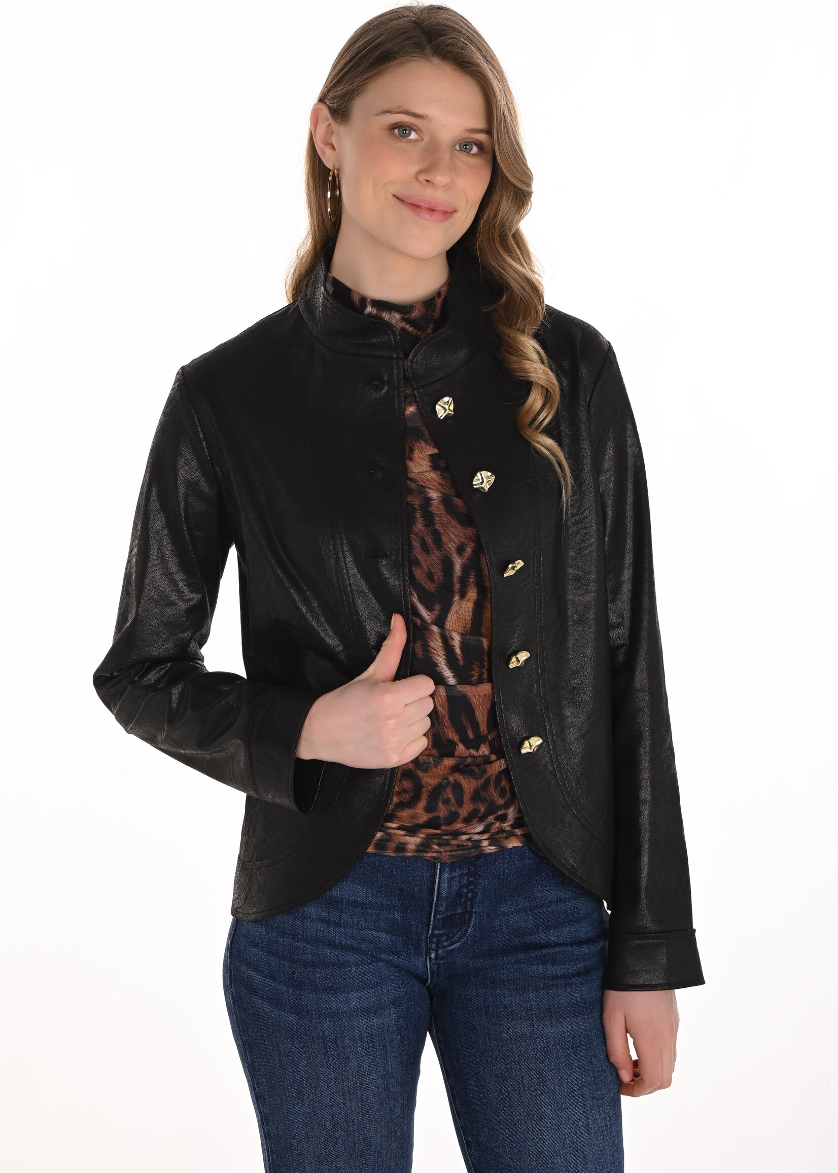 Frank Lyman Pleather Short Blazer