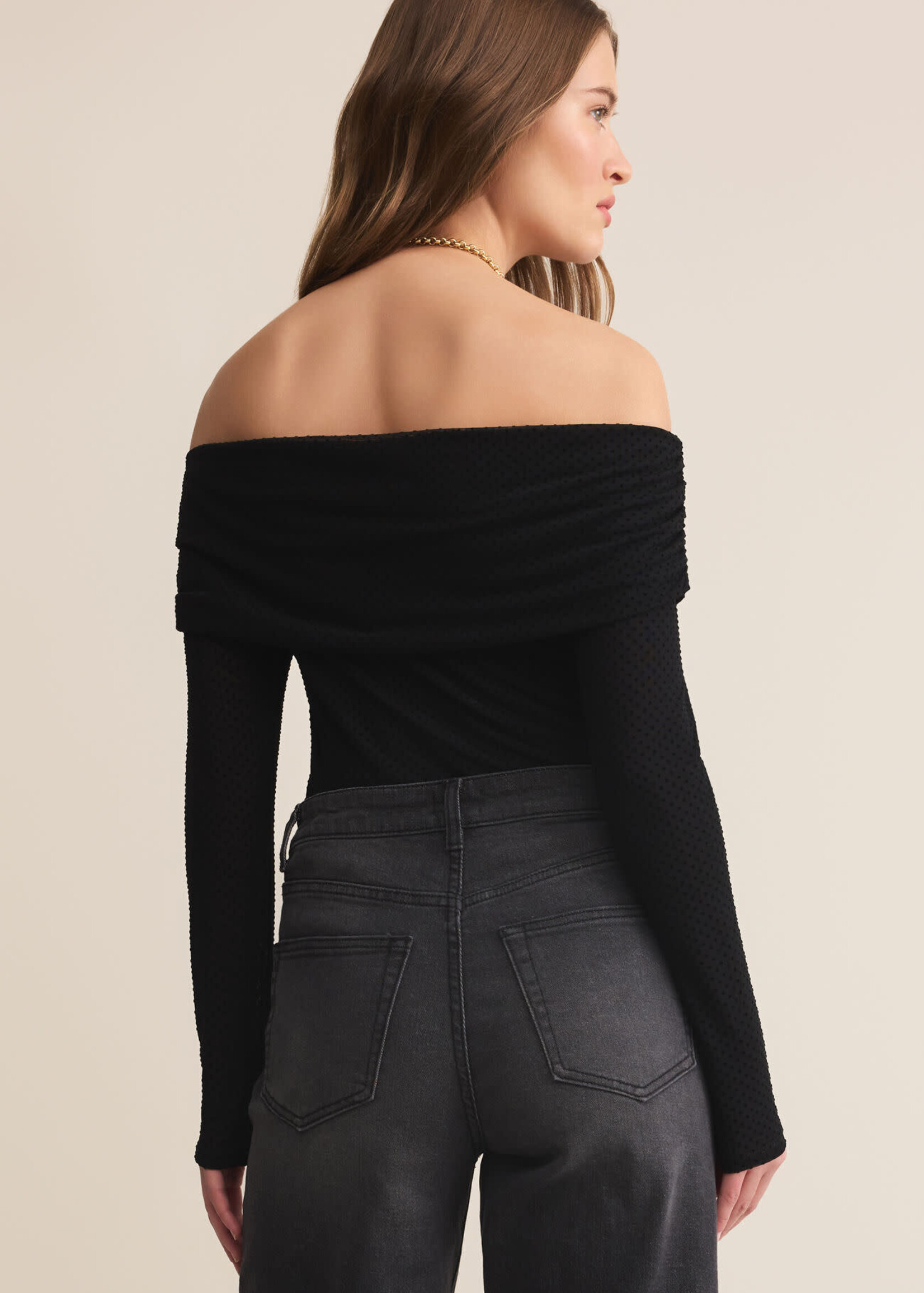 Z SUPPLY Whimsy Off Shoulder Mesh Top