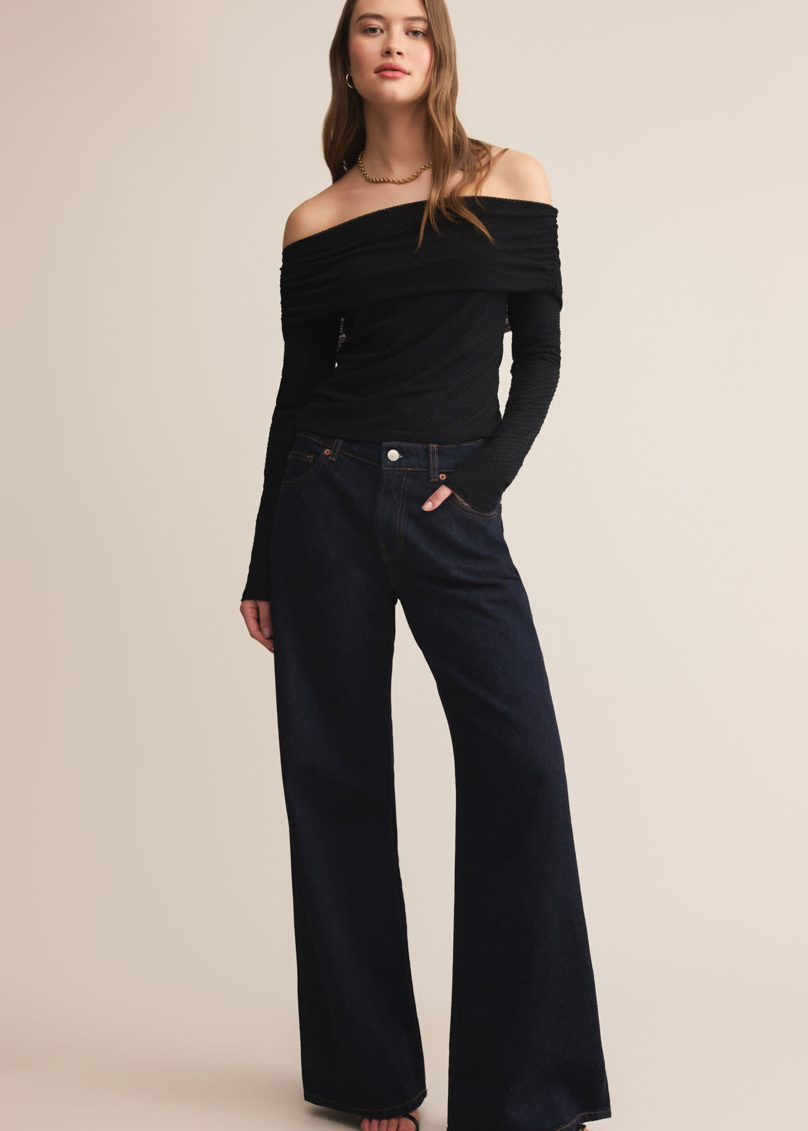 Z SUPPLY Whimsy Off Shoulder Mesh Top