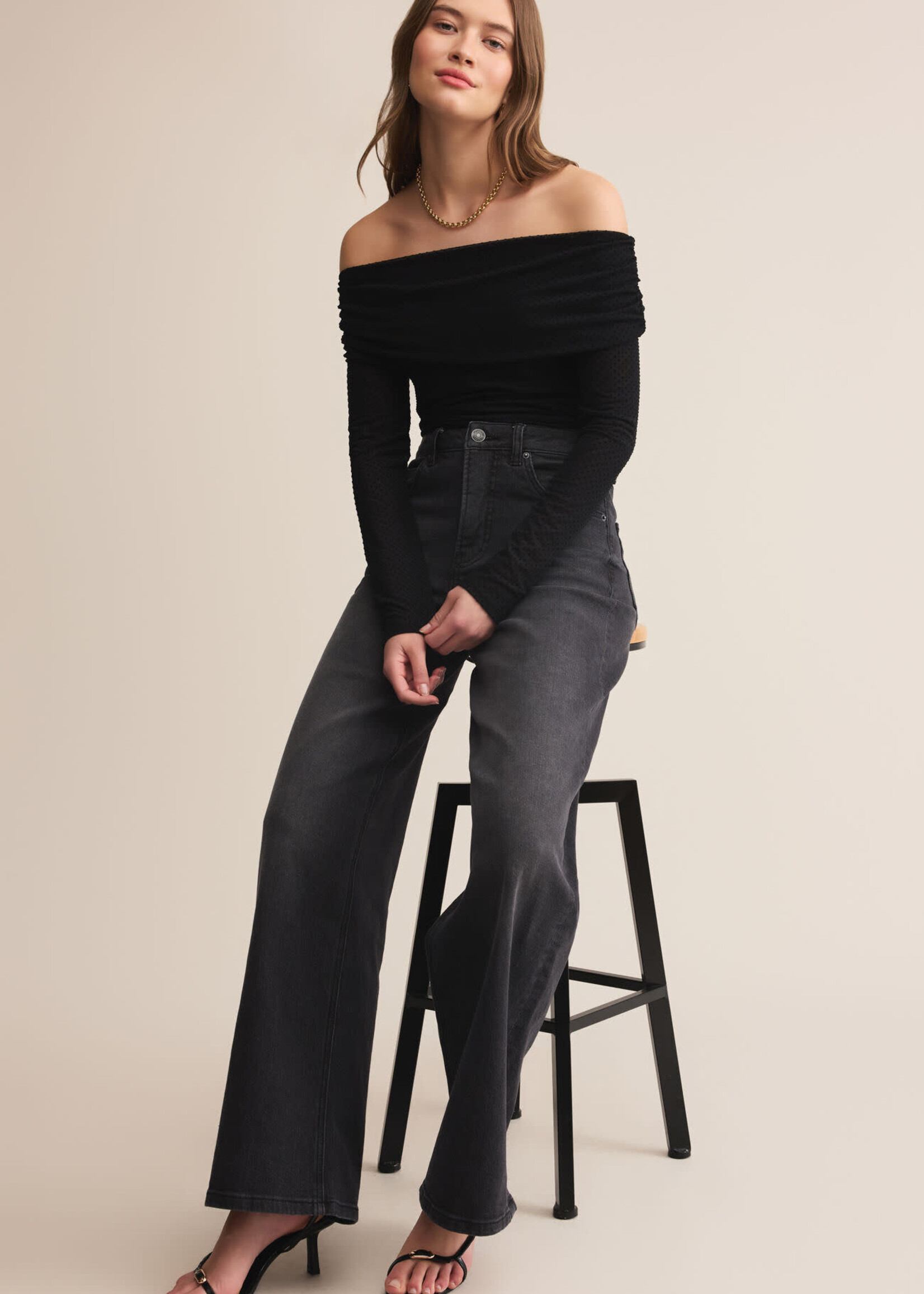 Z SUPPLY Whimsy Off Shoulder Mesh Top
