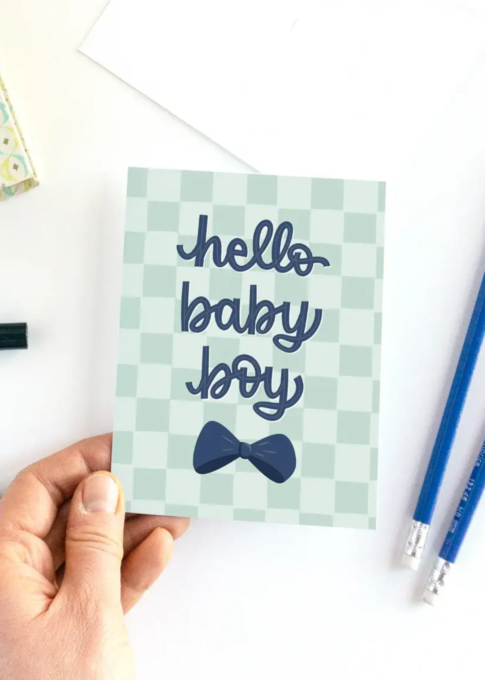 Pedaller Designs Hello Baby Boy Card